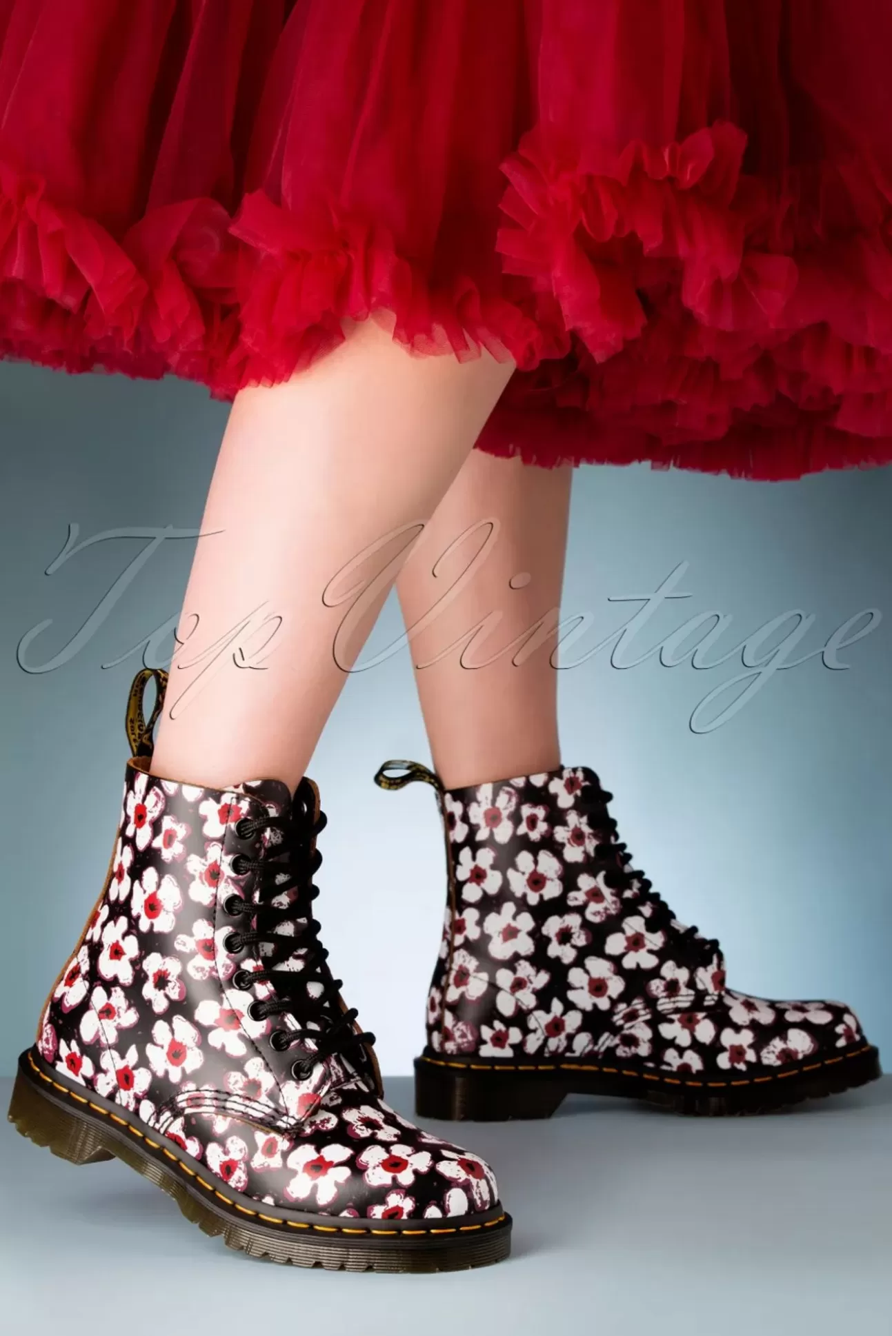 Booties & Laarzen | Dr. Martens 1460 Pansy Fayre Vintage Laarzen In Zwart