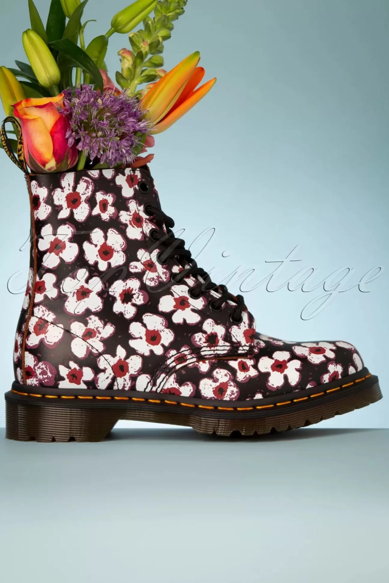 Booties & Laarzen | Dr. Martens 1460 Pansy Fayre Vintage Laarzen In Zwart