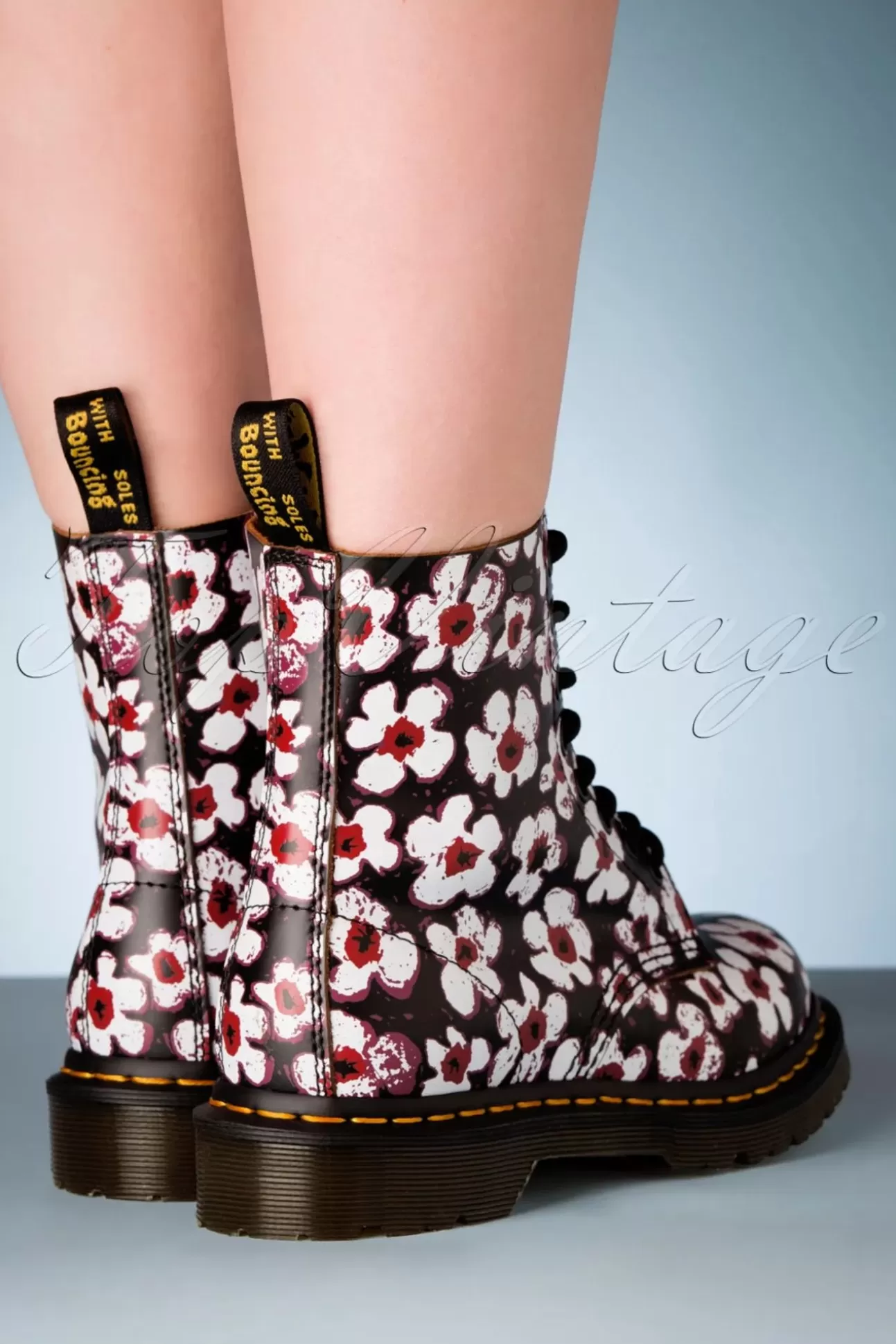 Booties & Laarzen | Dr. Martens 1460 Pansy Fayre Vintage Laarzen In Zwart