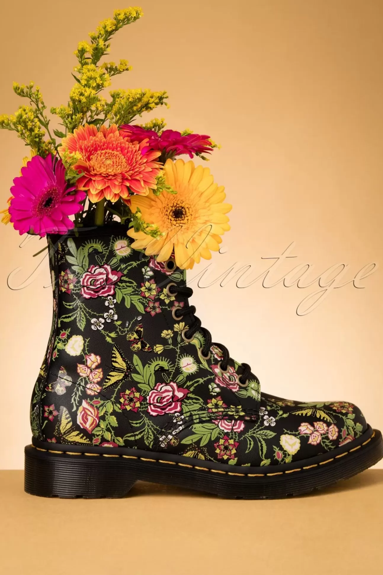 Booties & Laarzen | Dr. Martens 1460 Pascal Backhand Bloom Laarzen In Zwart