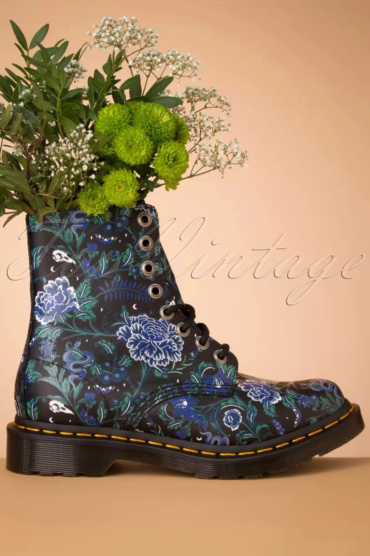 Booties & Laarzen | Dr. Martens 1460 Pascal Backhand Mystic Garden Bloemenlaarzen In Zwart