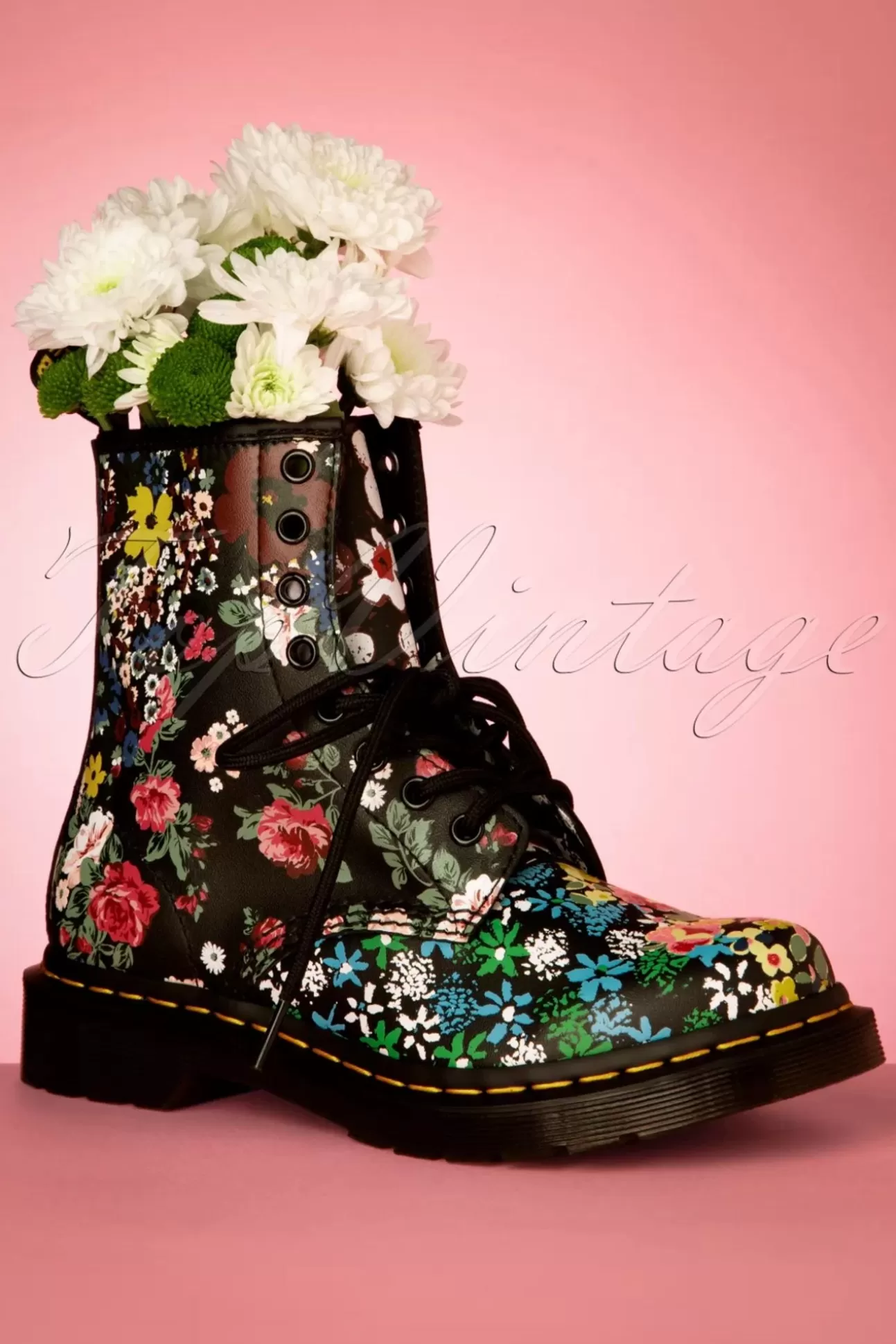 Booties Laarzen Dr. Martens 1460 Pascal Floral Mash Up Backhand Laarzen In Zwart Vintagein Spired