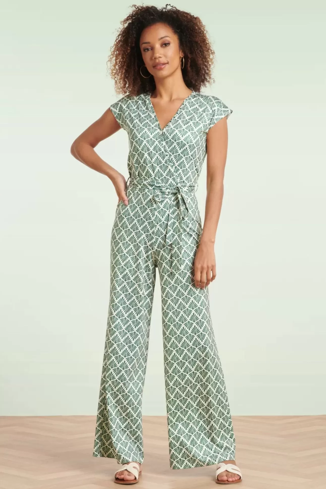 Playsuits & Jumpsuits | Smashed Lemon Adeline Jumpsuit In Legergroen En Gebroken Wit