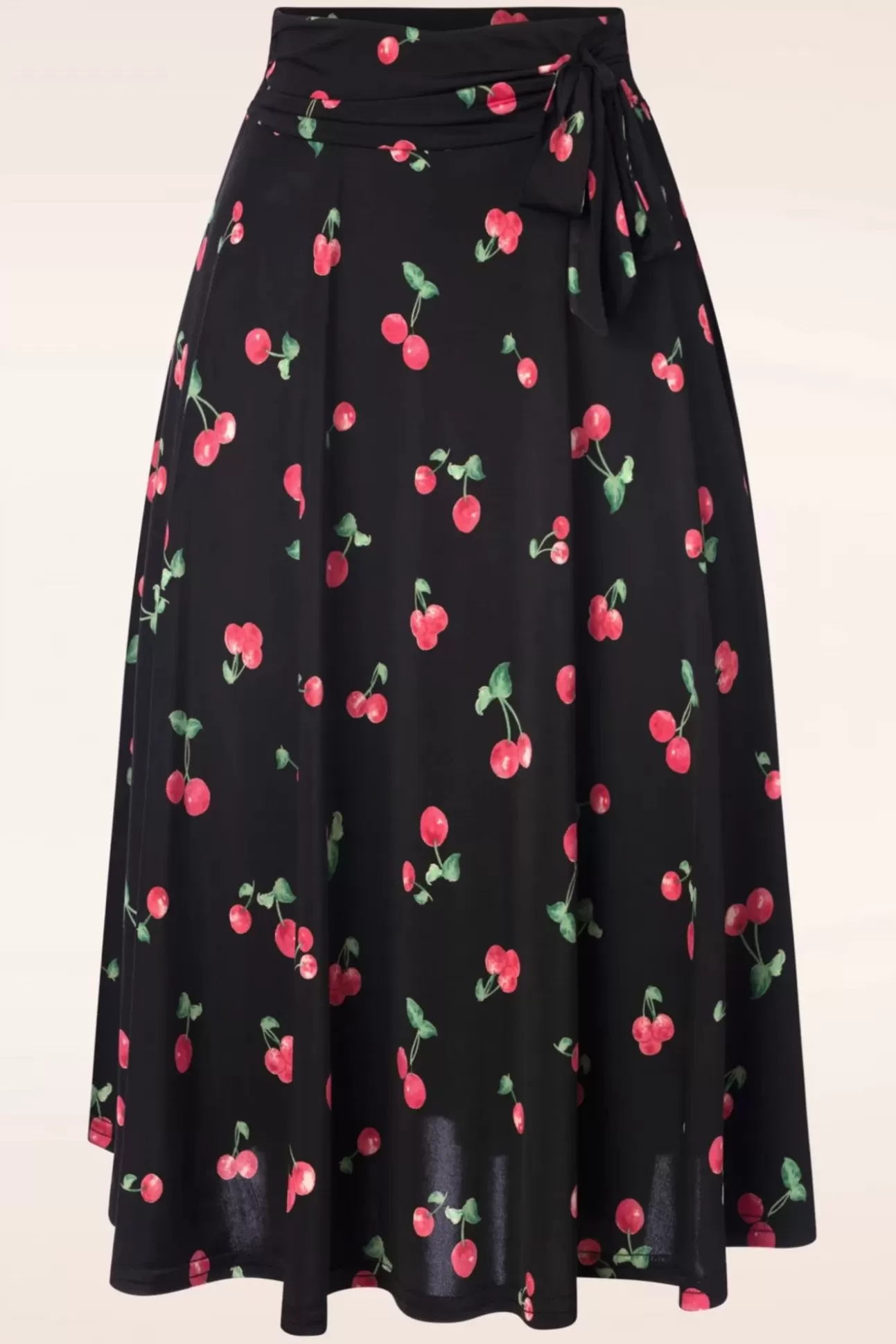 Rokken | Vintage Chic for Topvintage Ally Swing Rok Met Kersenprint In Zwart