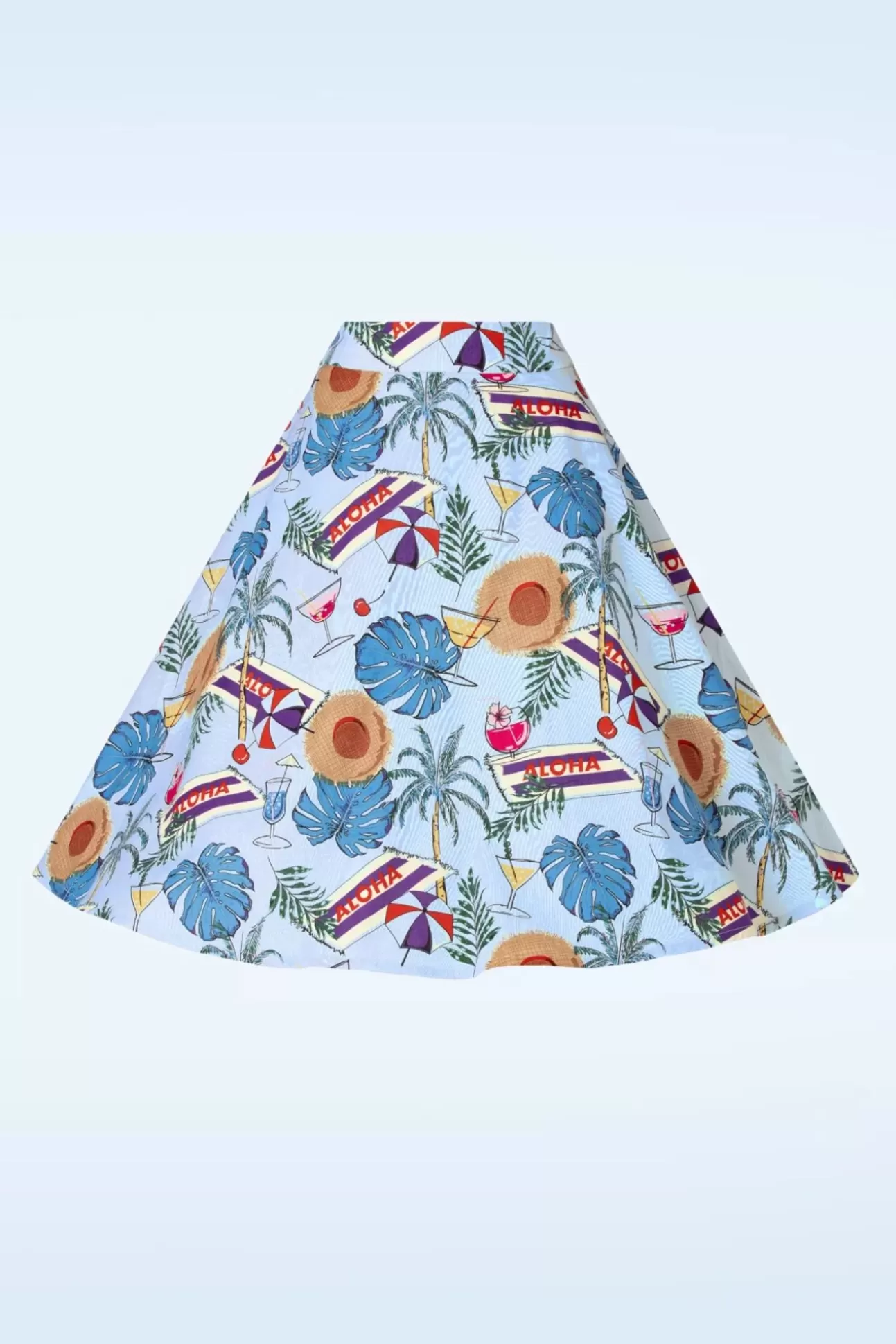 Rokken | Banned Retro Aloha Swing Rok In Blauw