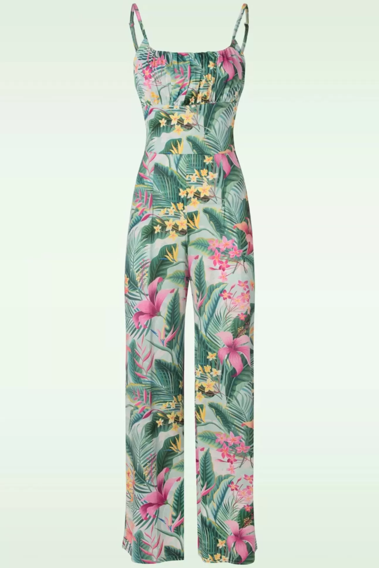 Playsuits & Jumpsuits | Vintage Chic for Topvintage Alyssa Tropical Jumpsuit In Mint Groen