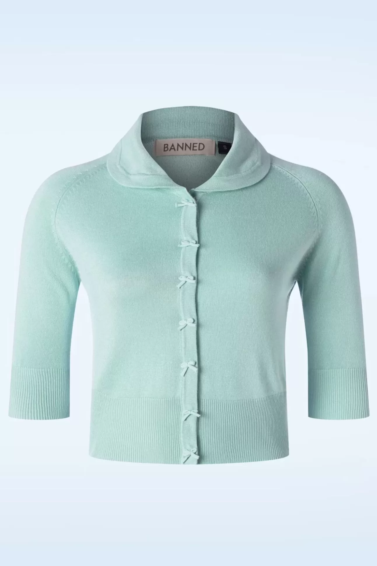 Vestjes | Banned Retro April Cardigan Met Korte Mouwen In Aqua Blauw