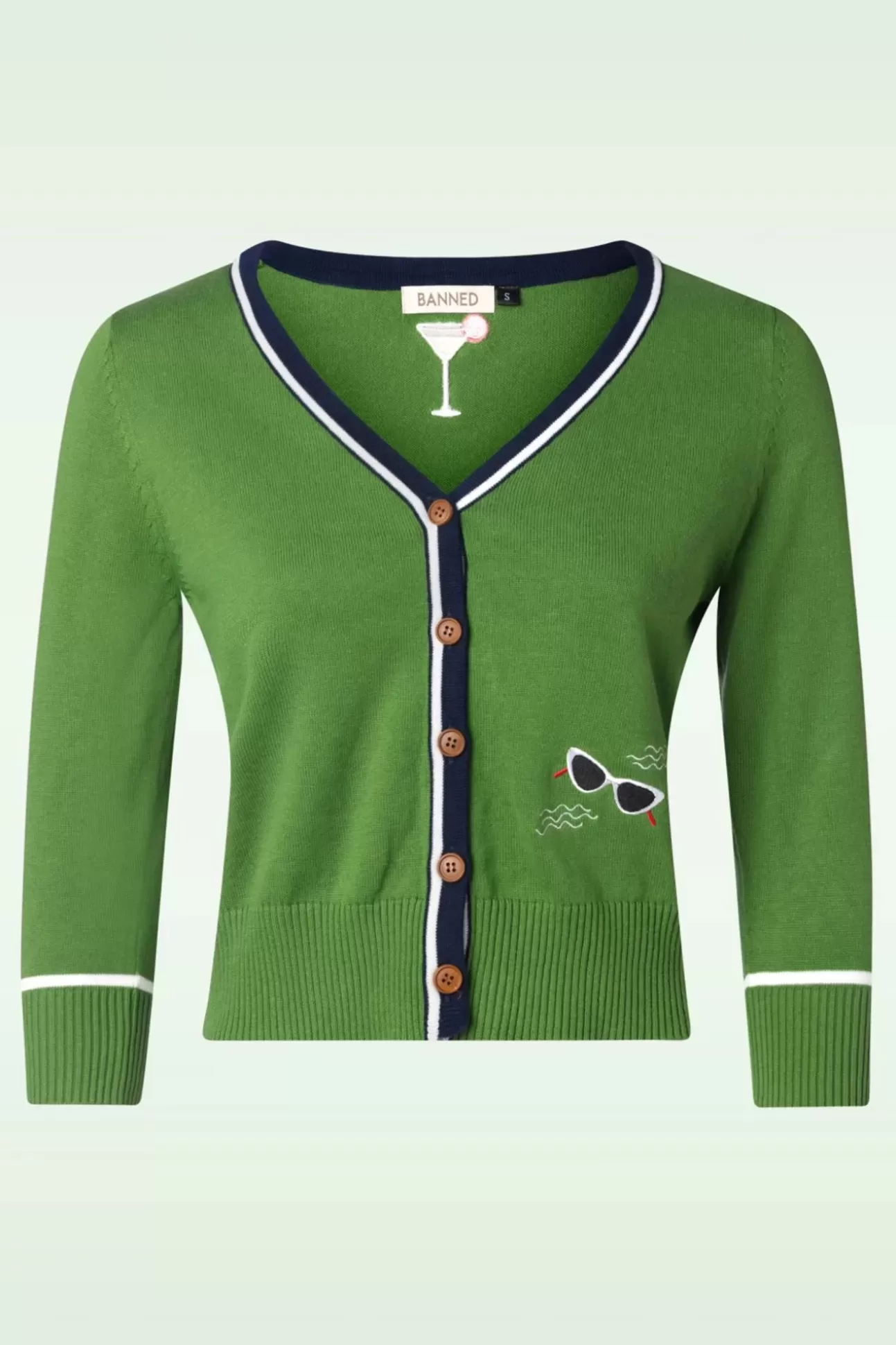 Truitjes | Banned Retro Beach Glasses Cardigan In Groen