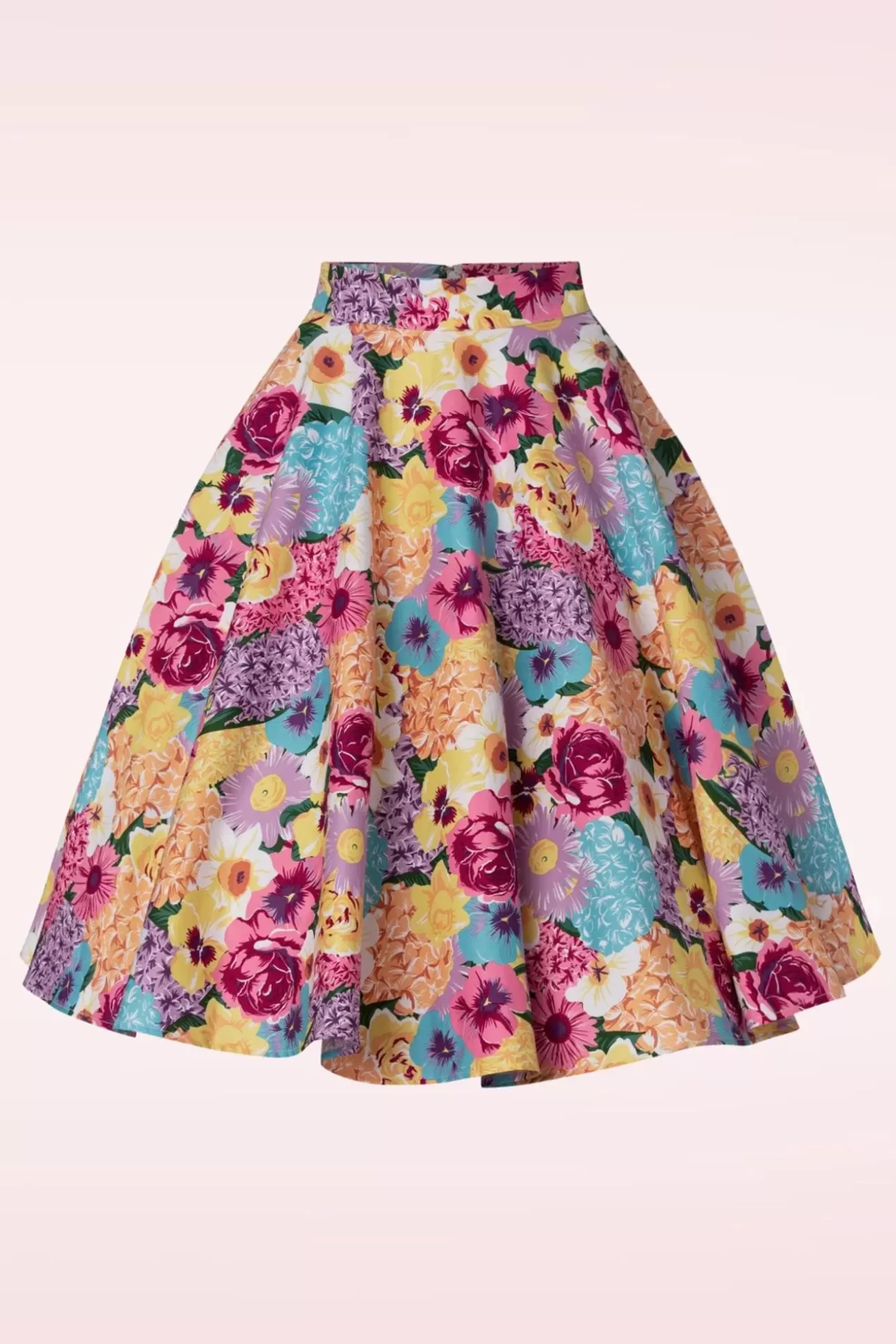 Rokken | Banned Retro Bloemen Swingrok In Roze