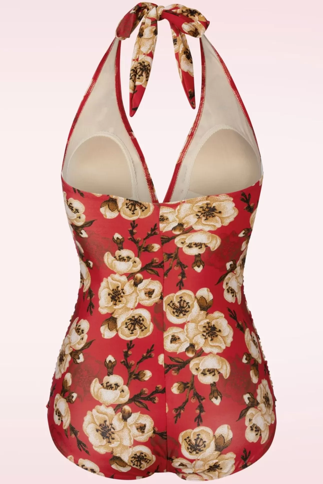 Badpakken | Bettie Page Swimwear Blossom One Piece Halterbadpak In Rood