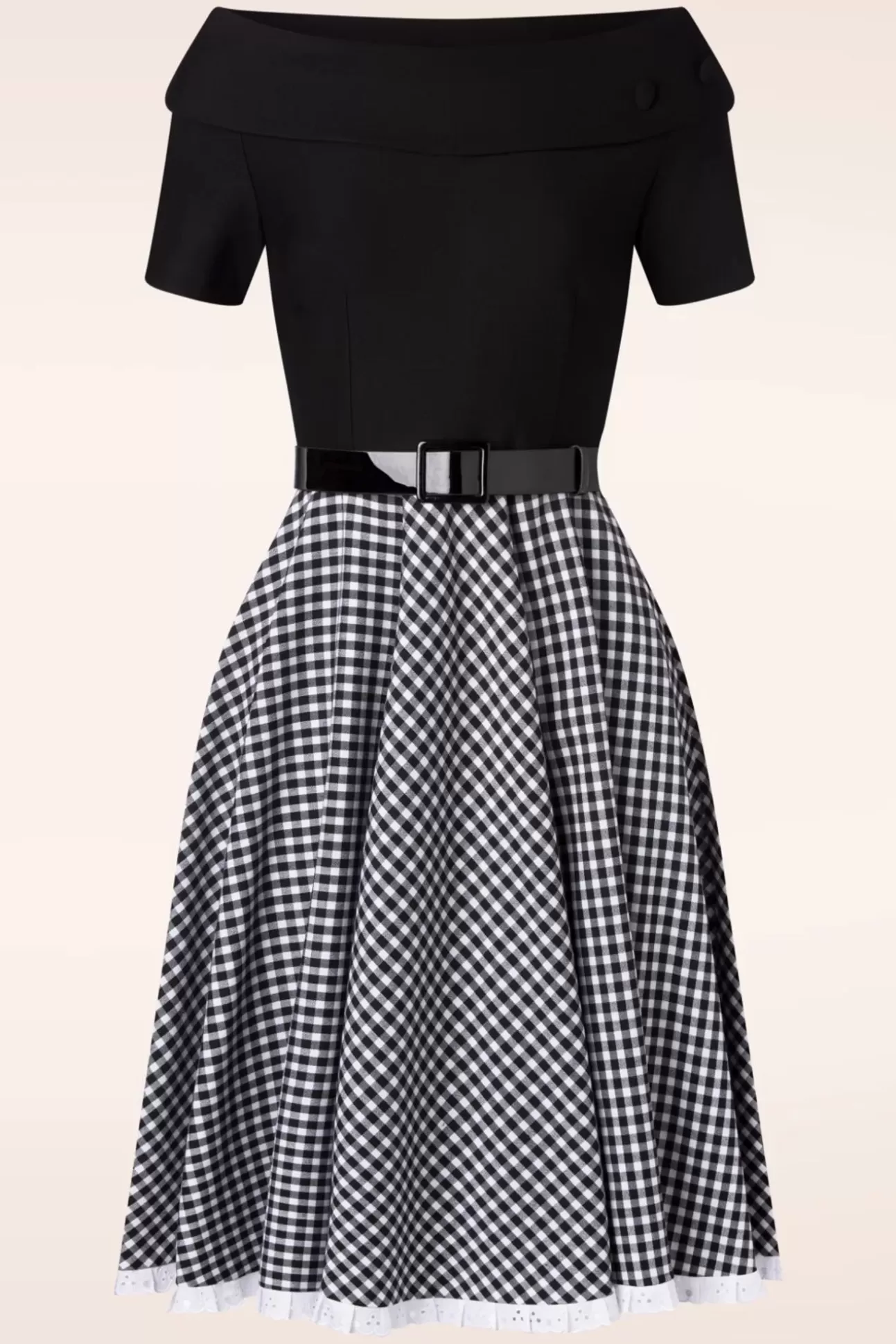 Swing Jurken | Glamour Bunny Brigitte Gingham Swing Jurk In Zwart En Wit