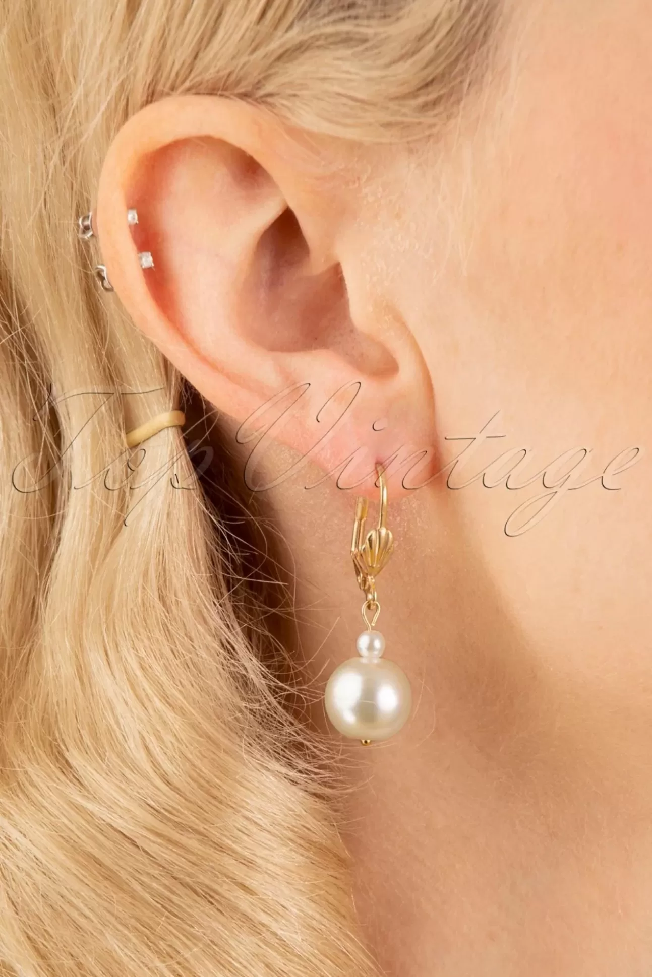 Sieraden | Sweet Cherry Champagne Parel Oorbellen In Goud En Ivoor
