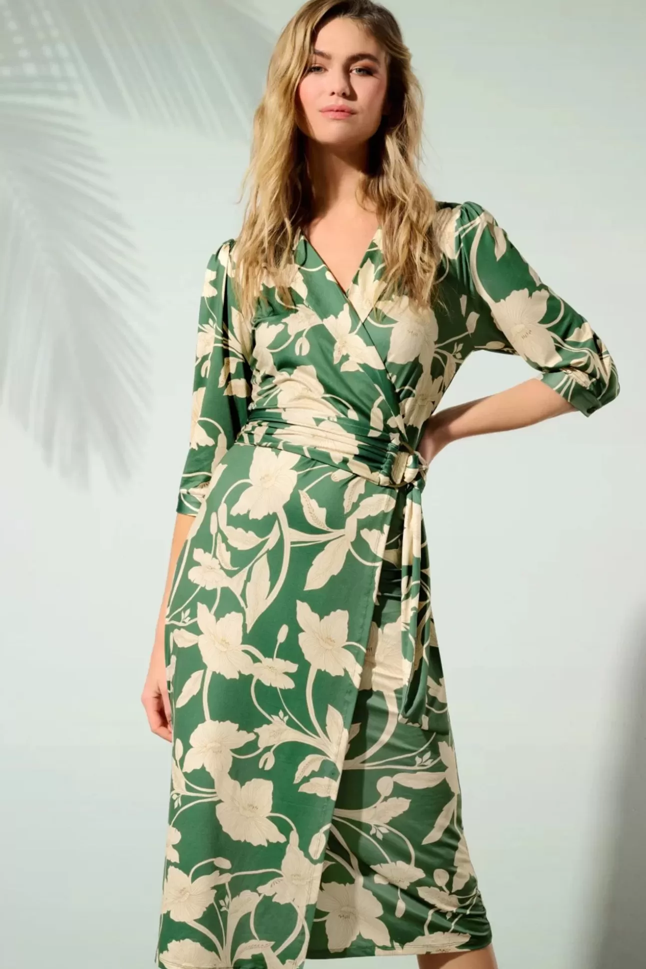 Midi Jurken | K-Design Charlotte Flower Jurk In Groen