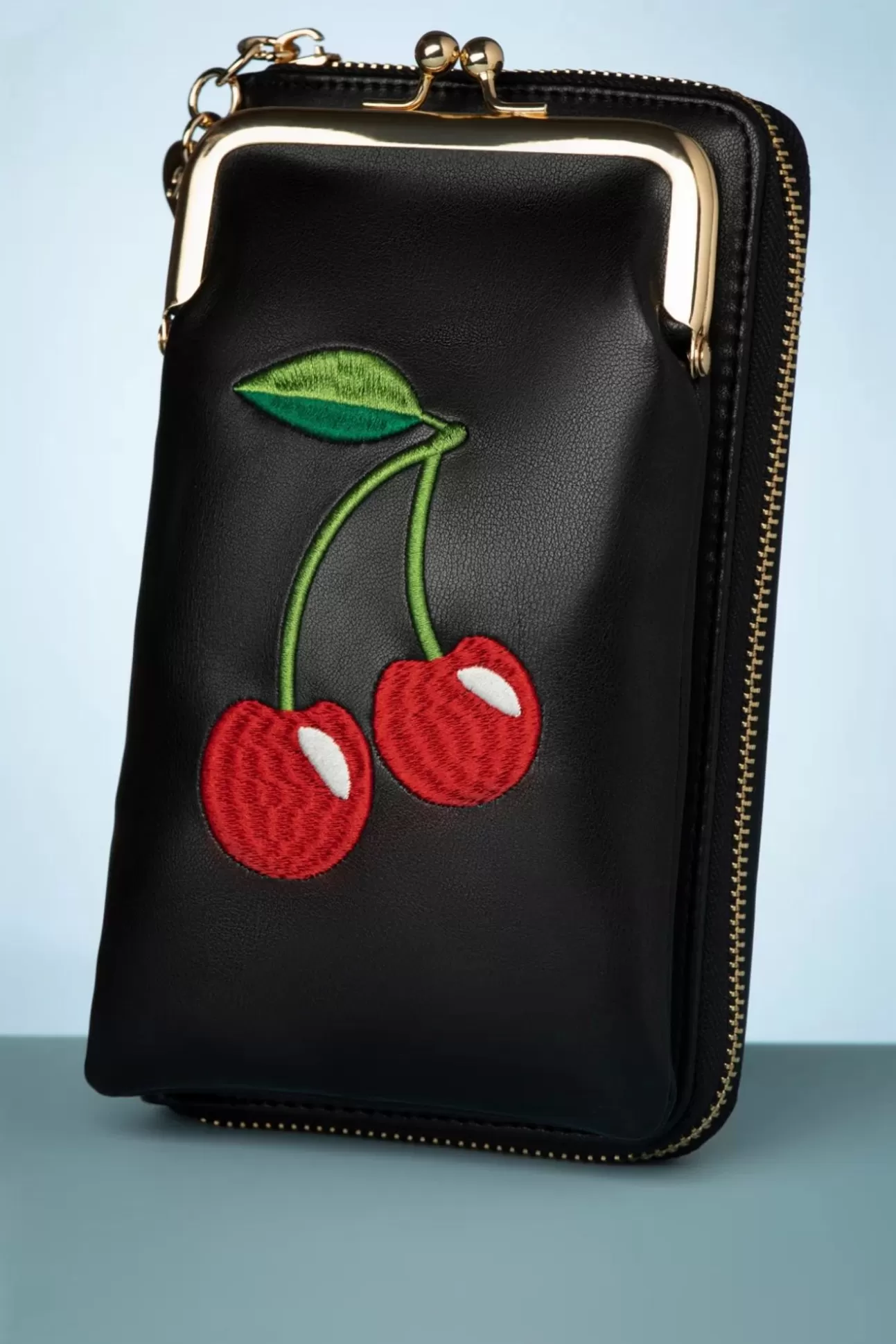 Portemonnees | Banned Retro Cherry Pie Crossbody Telefoontasje In Zwart