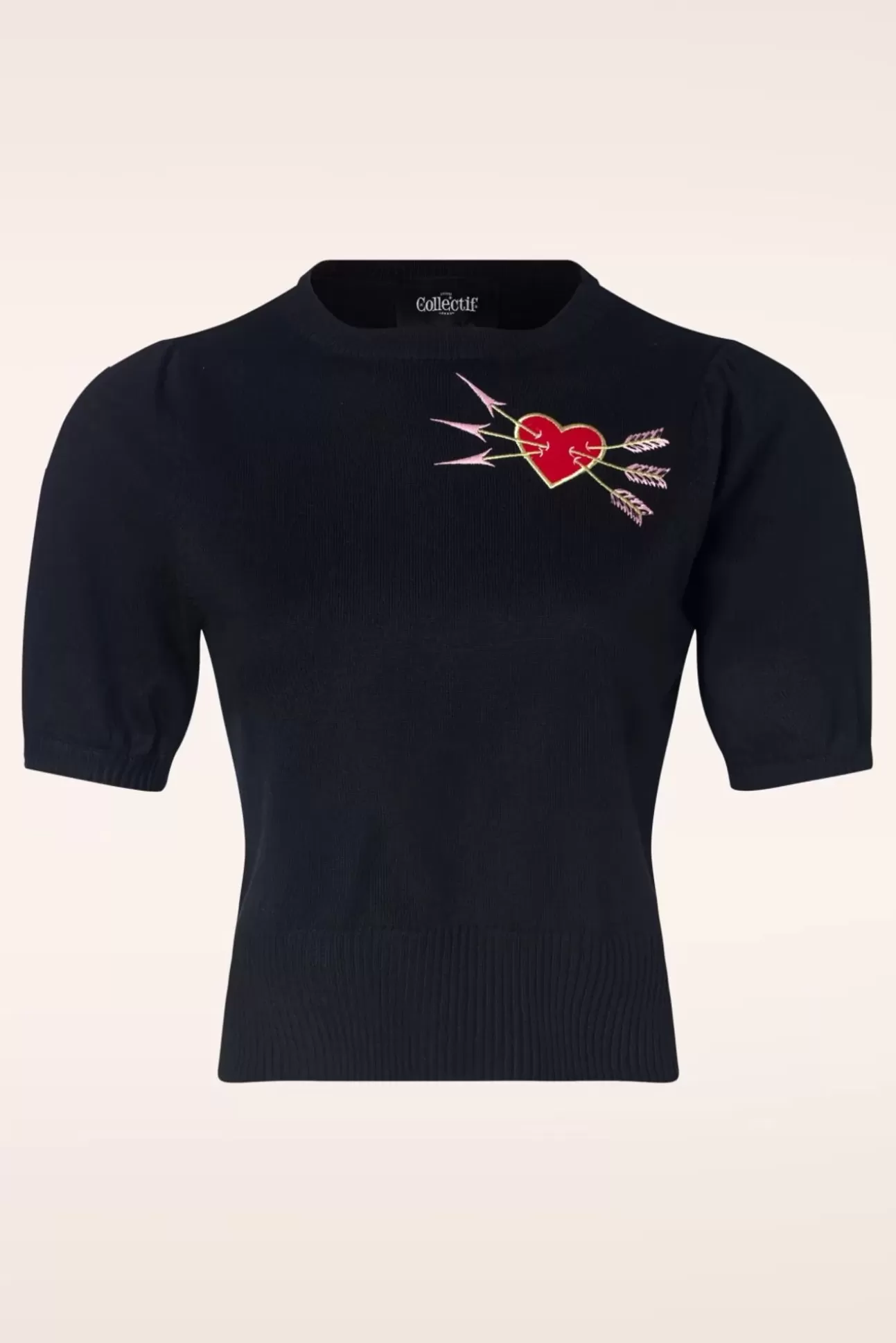 Truitjes | Collectif Clothing Chris Love Struck Gebreide Top In Zwart