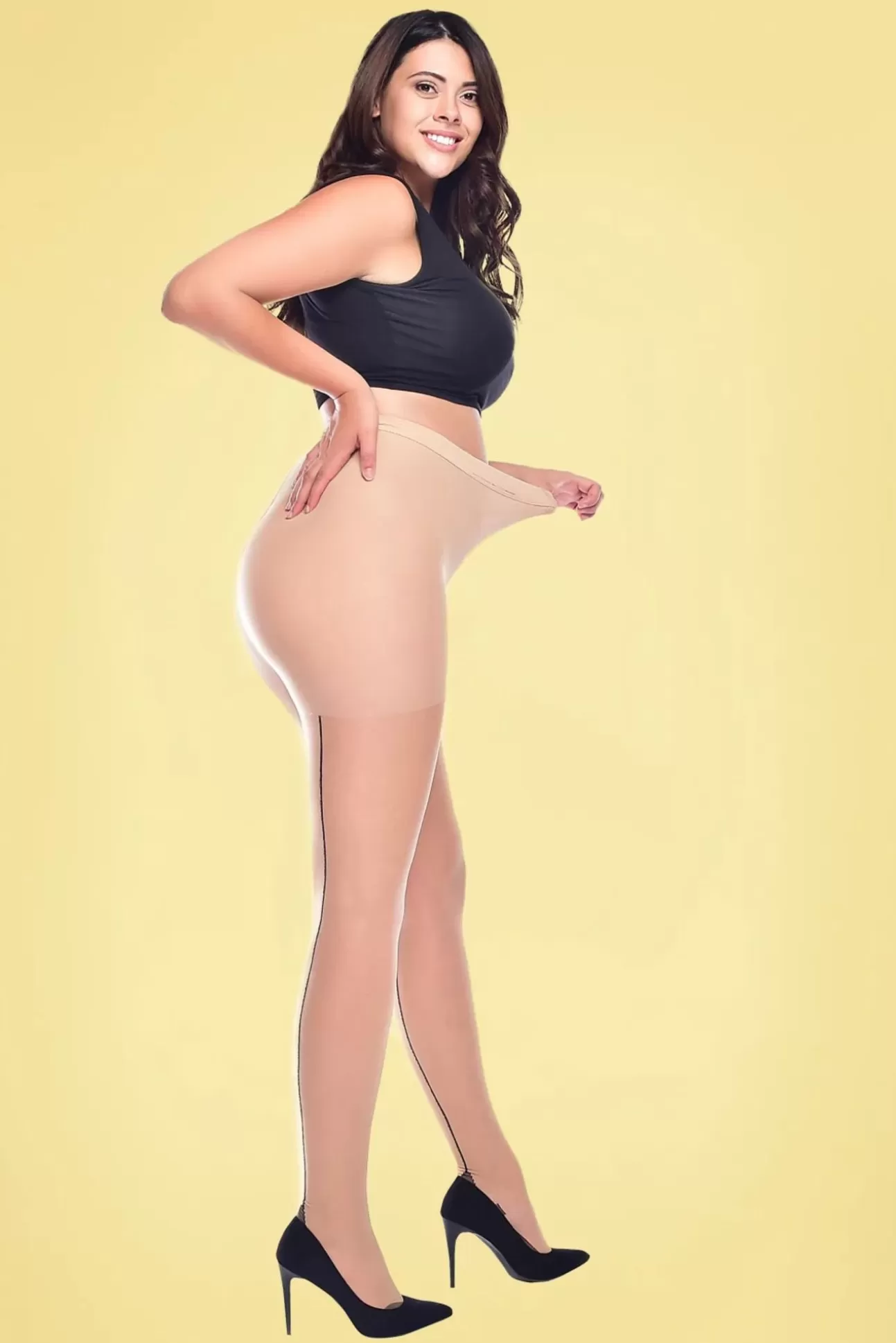 Panty'S | Pamela Mann Curvy Super Stretch Jive Panty In Neutraal Ivoor En Zwart
