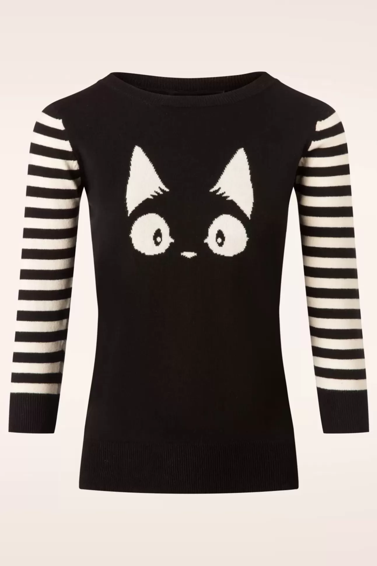 Truitjes | Mak Sweater Debbie Cat Gestreepte Trui In Zwart