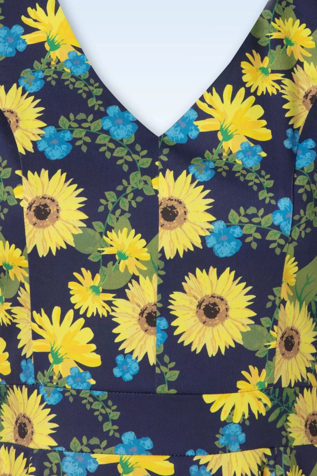 Swing Jurken | Topvintage Boutique Collection Exclusief Bij Topvintage ~ Olivia Swingjurk Met Korte Mouwen In Donkerblauw