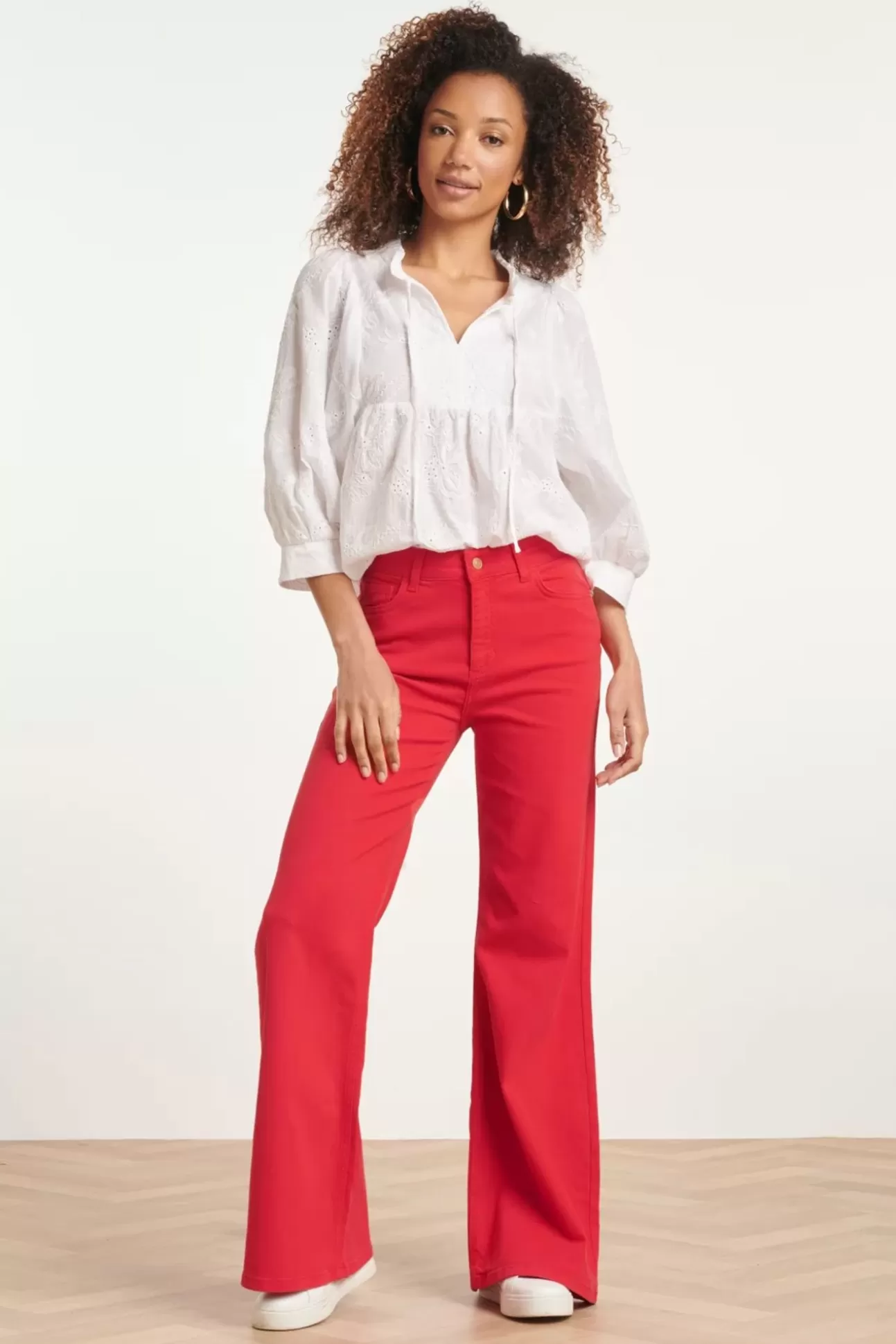 Broeken | Smashed Lemon Fae Flared Jeans In Rood