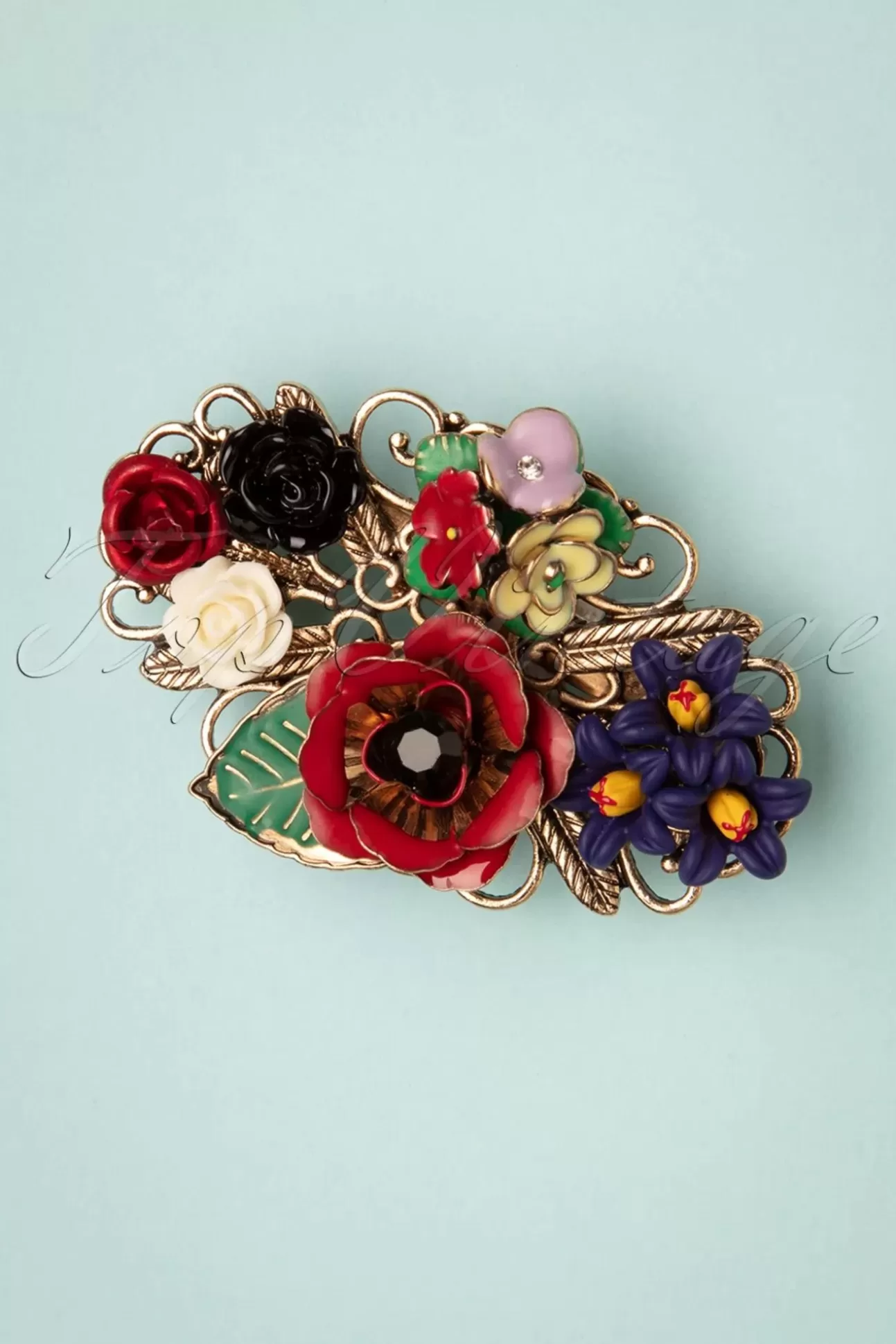 Haaraccessoires | Lovely Freda Flower Cluster Haarclip En Broche In Goud En Multi