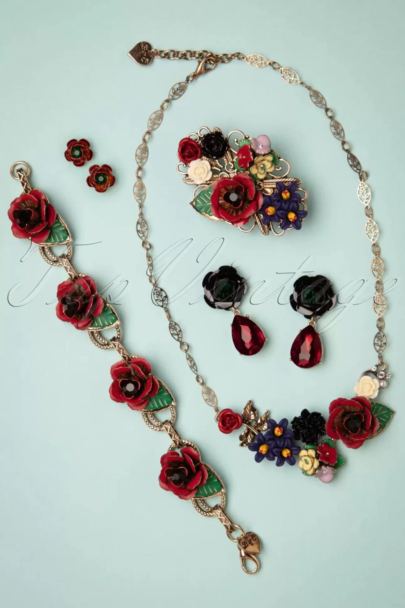 Haaraccessoires | Lovely Freda Flower Cluster Haarclip En Broche In Goud En Multi