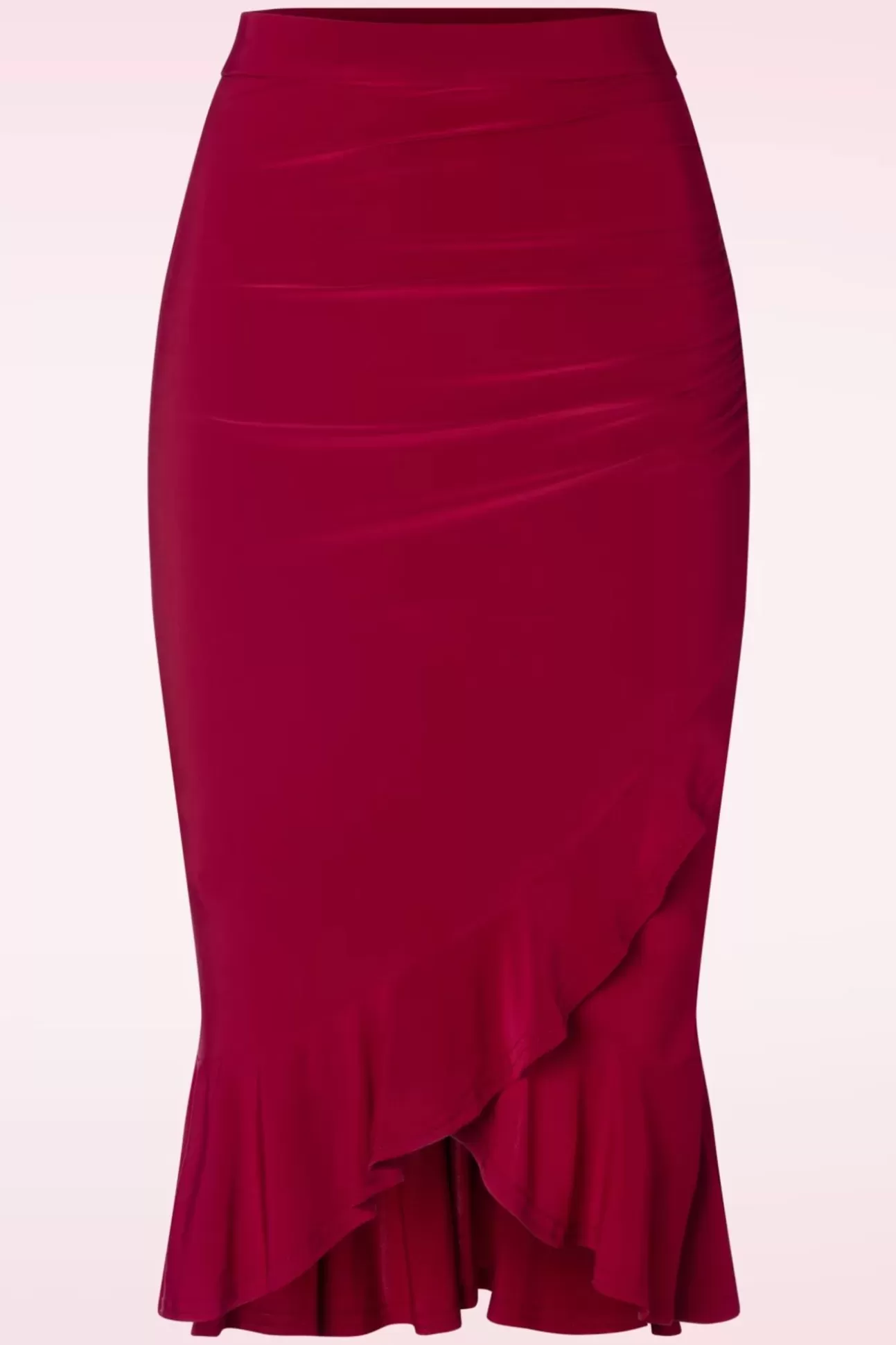 Rokken | Vintage Chic for Topvintage Gianna Ruffle Pencil Rok In Rood