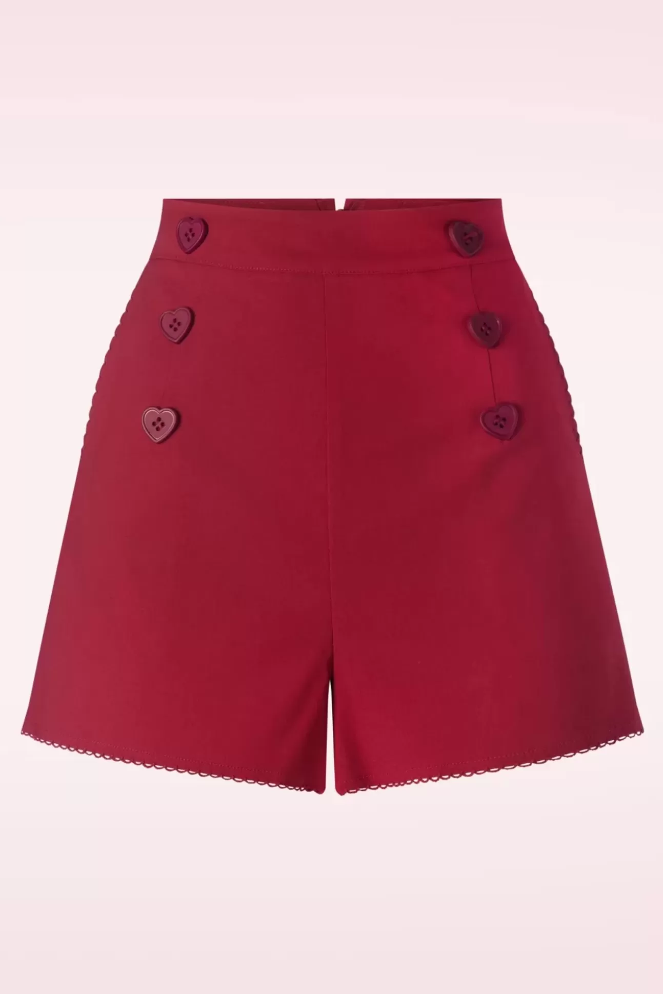 Broeken | Vixen Heart Button Shorts In Rood