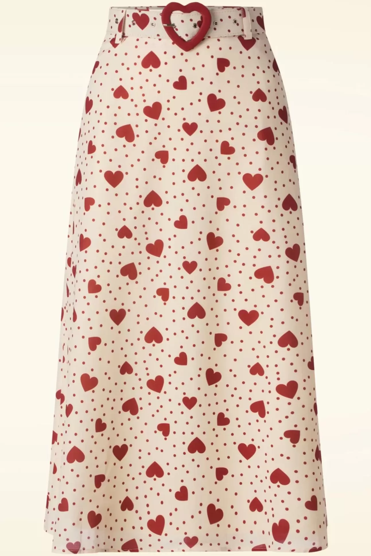 Rokken | Vixen Heart Polka Dot Midi Rok In Creme