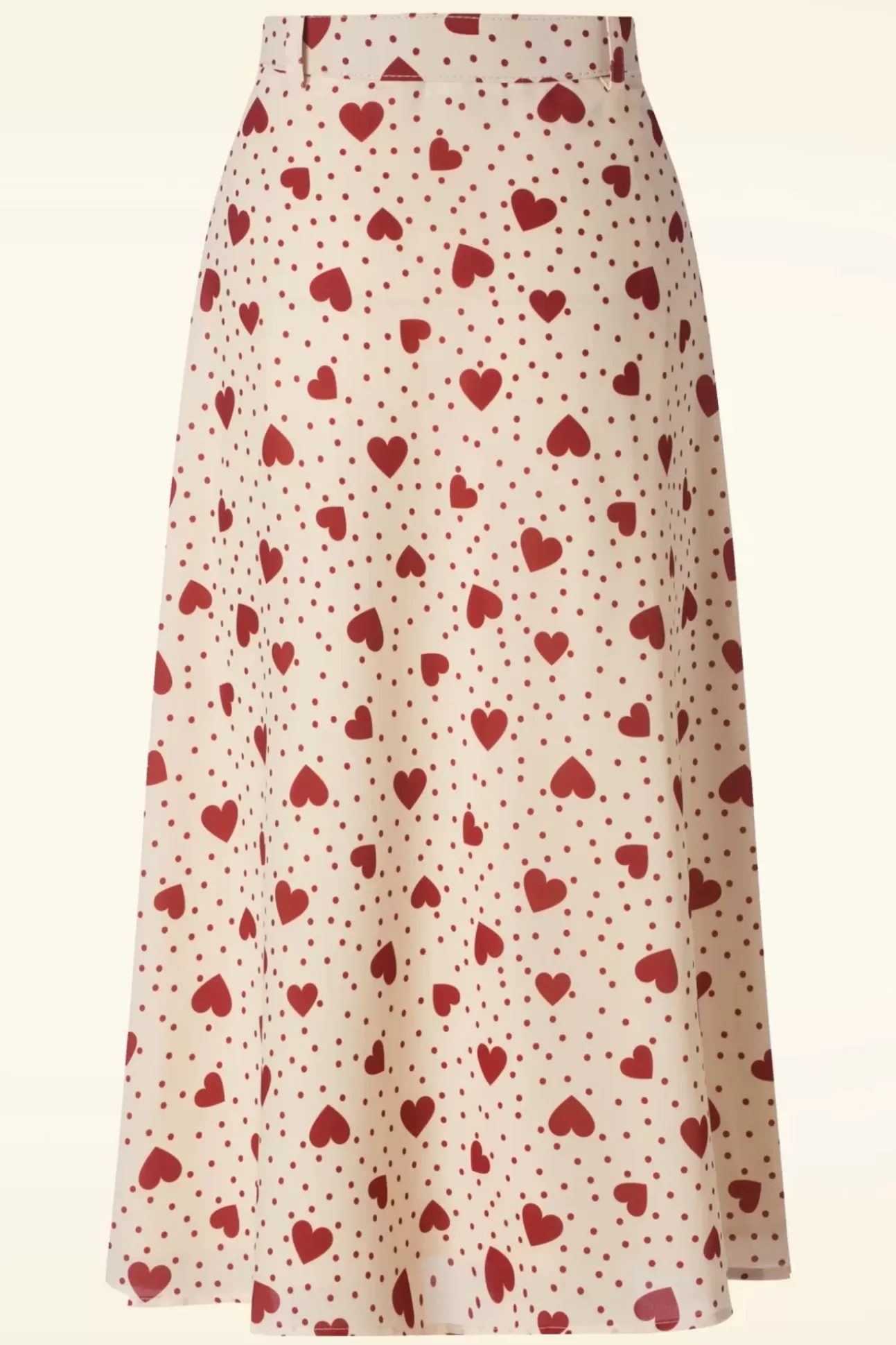 Rokken | Vixen Heart Polka Dot Midi Rok In Creme