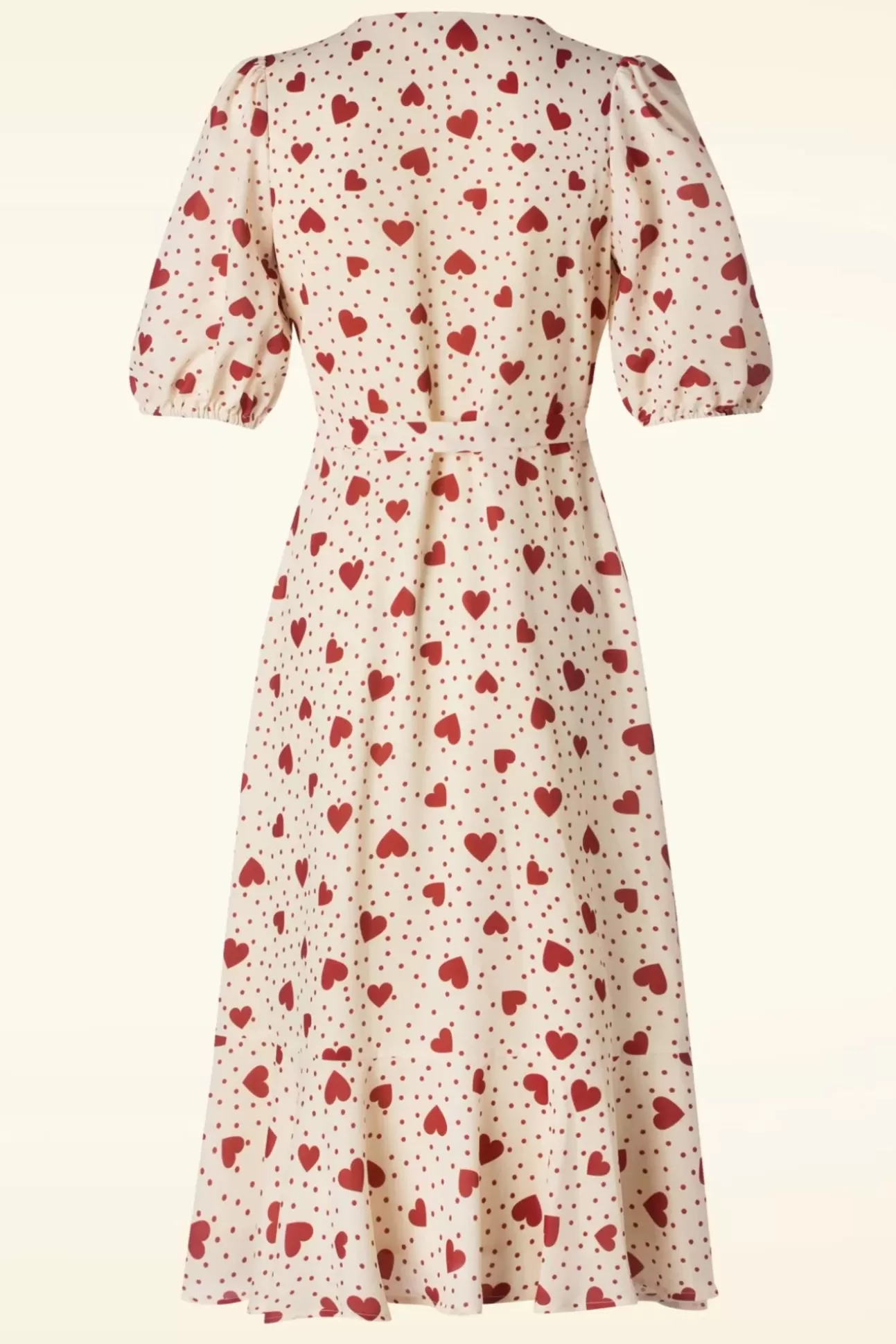 Midi Jurken | Vixen Heart Polka Dot Wikkel Jurk In Creme