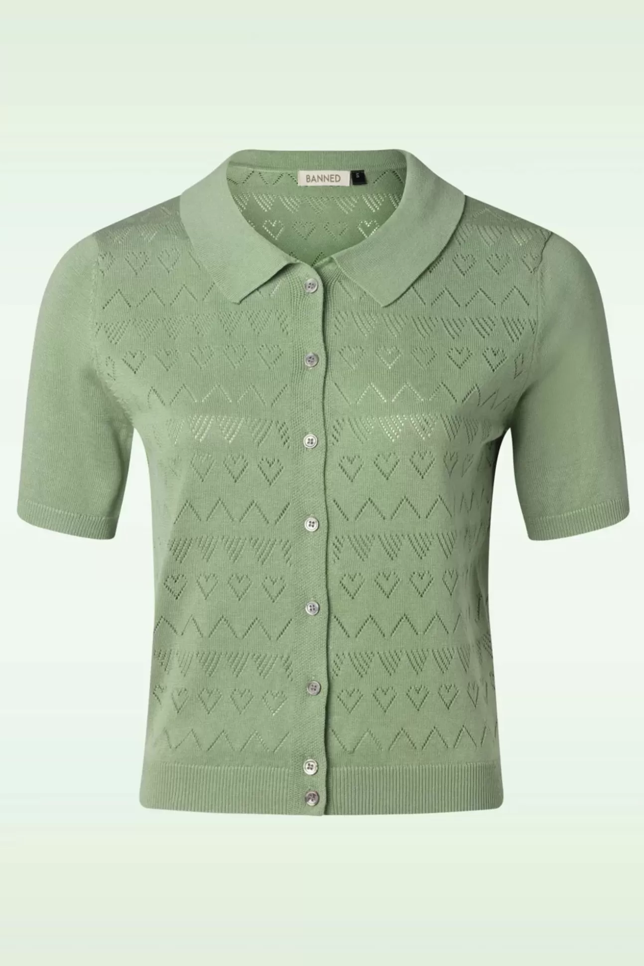 Vestjes | Banned Retro Heart Waves Cardigan In Groen