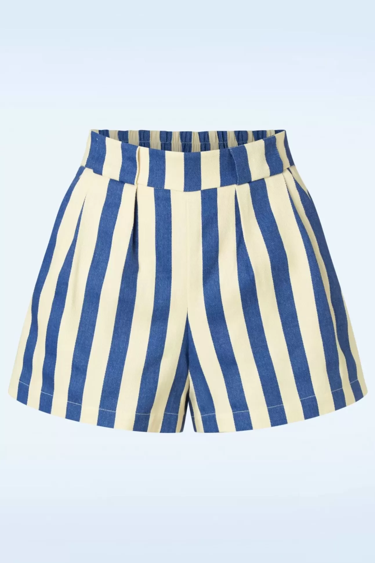 Broeken | Louche Hilton Deck Gestreepte Shorts In Wit En Blauw