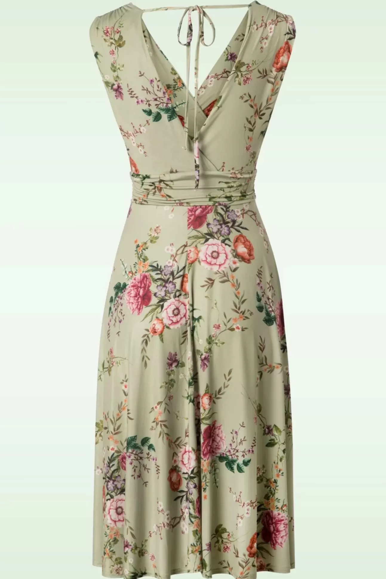 Plus Size Jurken | Vintage Chic for Topvintage Jane Bloemen Midi-Jurk In Vintage Groen
