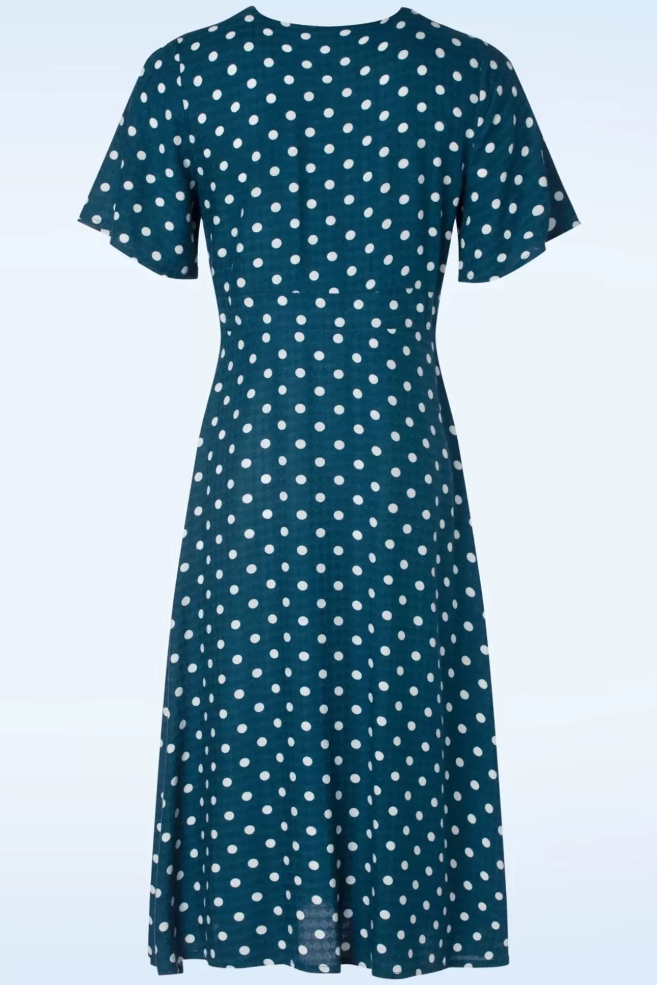 Midi Jurken | Md'M Jeanette Polka Dot Jurk In Marineblauw