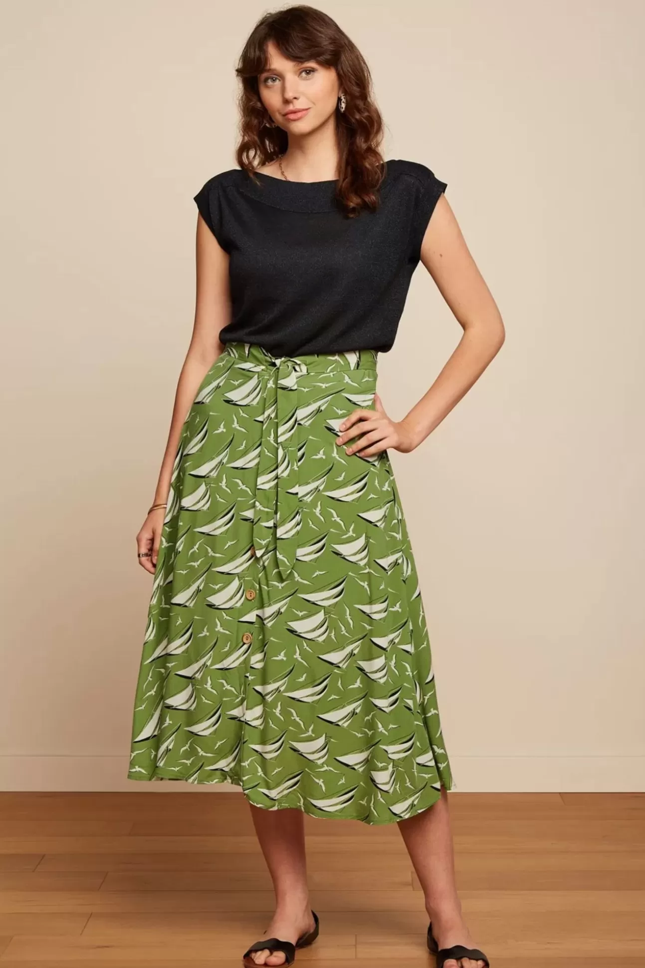 Rokken | King Louie Judy Midi Rok Bateau In Woodbine Groen