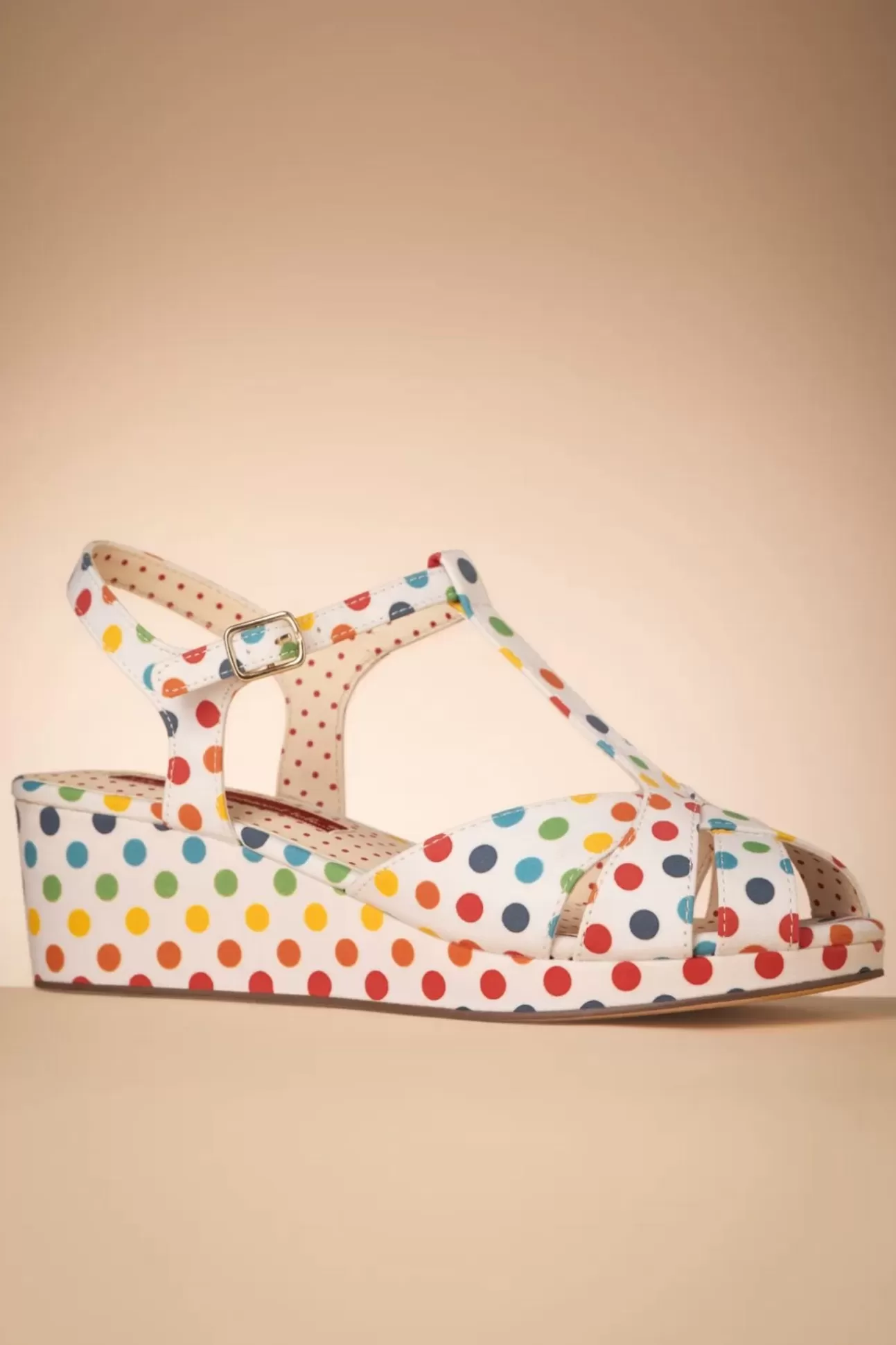 Sandalen | B.A.I.T. Kira Polkadot Sleehak Sandalen In Wit