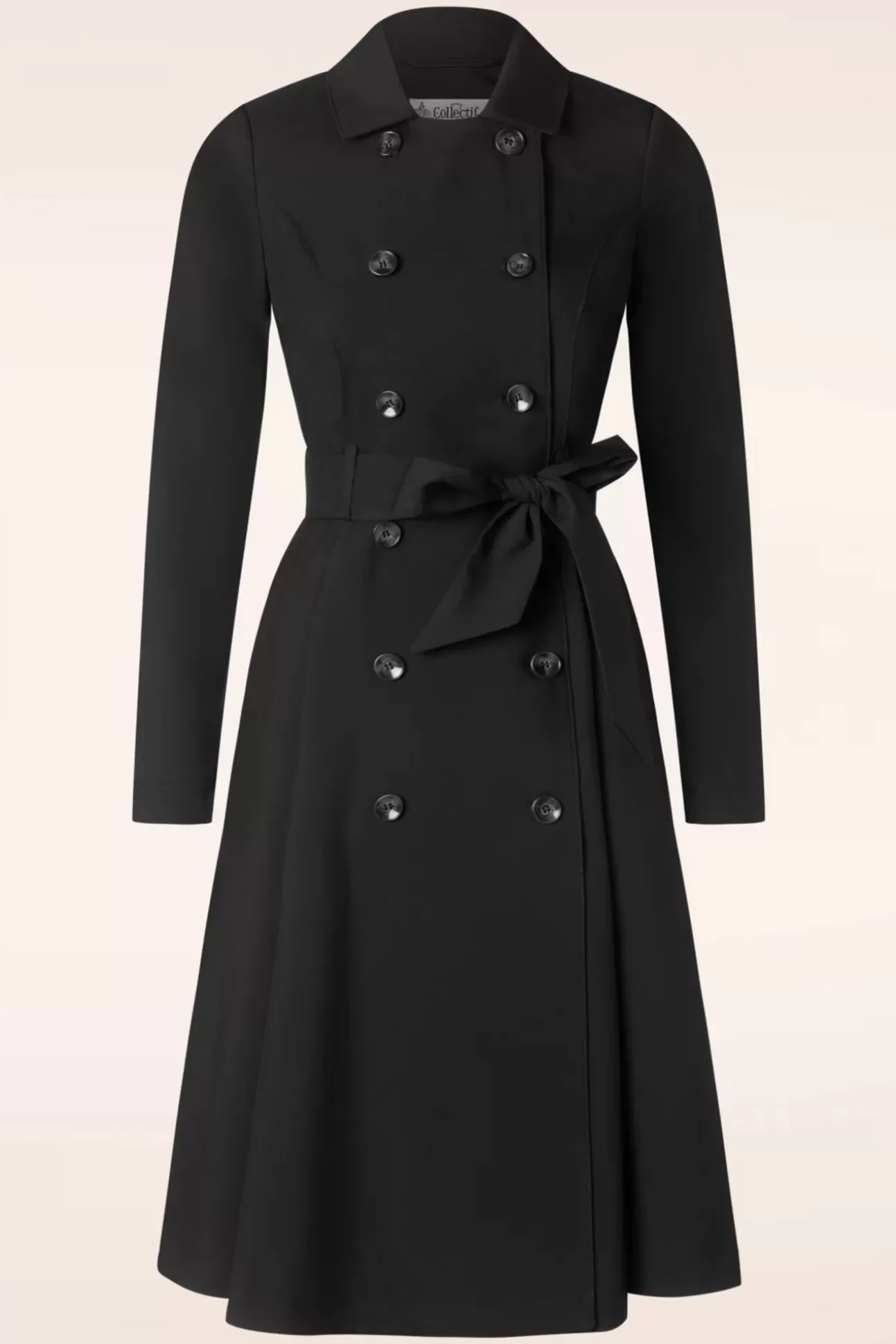 Jassen | Collectif Clothing Korrina Swing Trenchcoat In Zwart