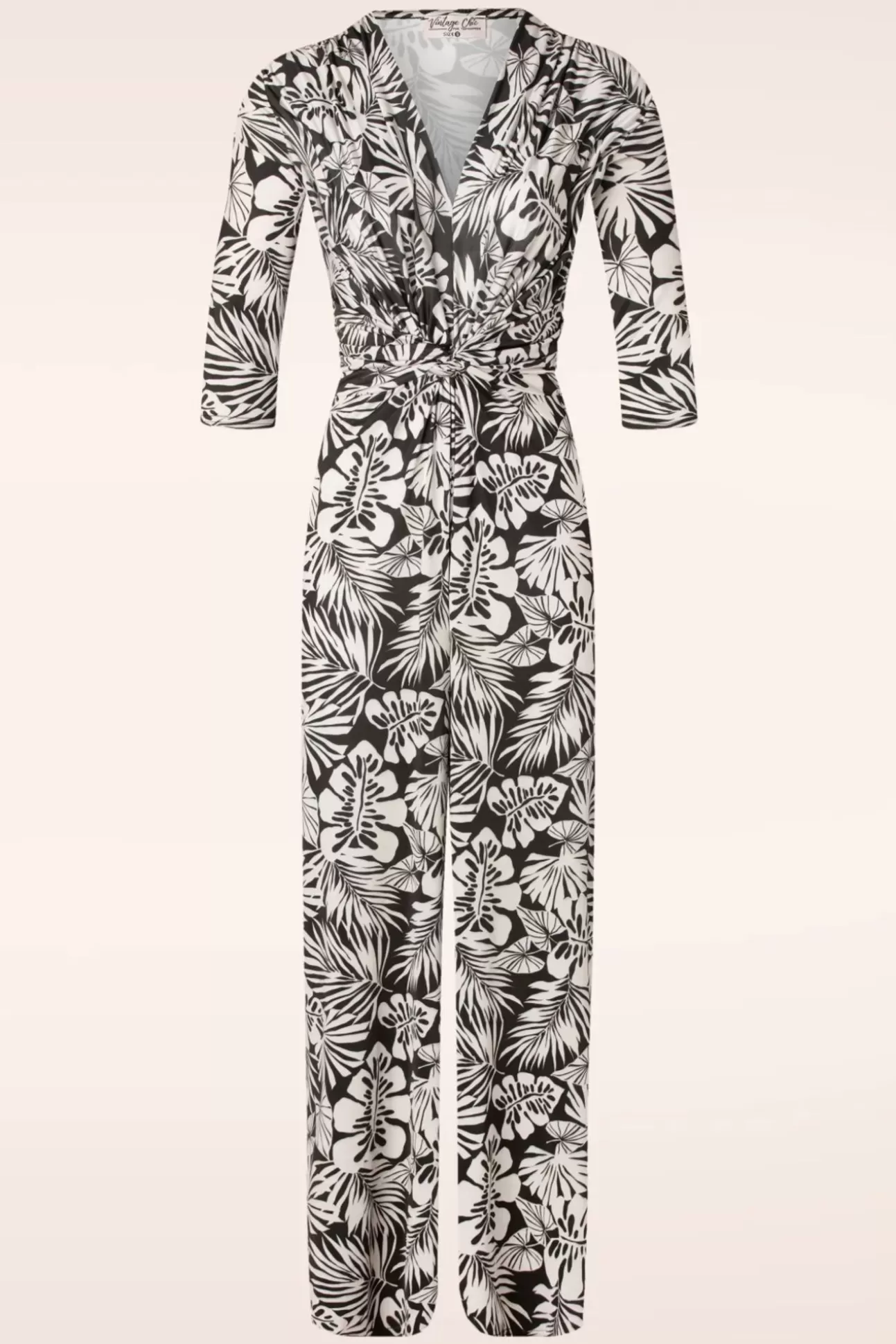 Playsuits & Jumpsuits | Vintage Chic for Topvintage Lina Leaf Print Jumpsuit In Zwart