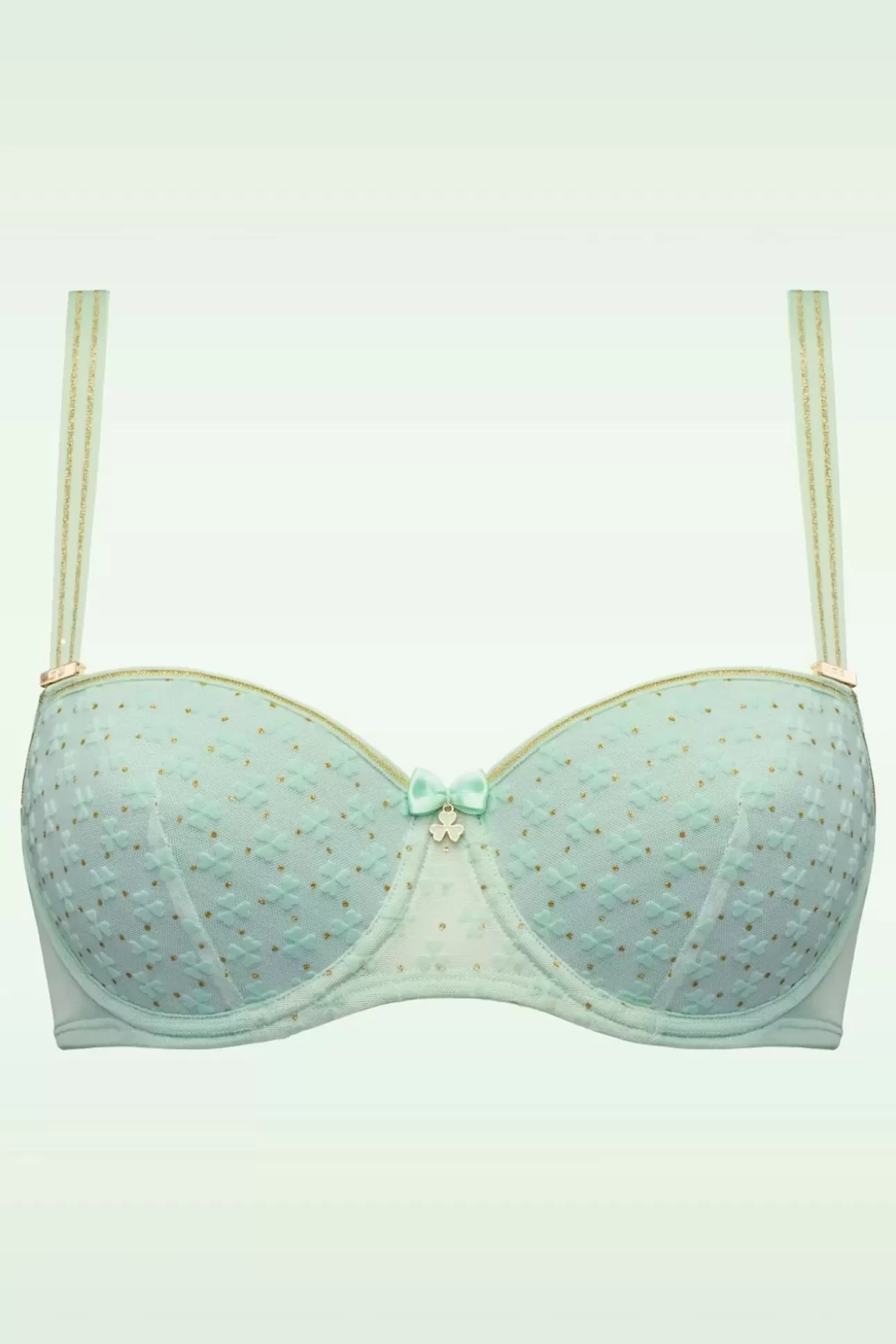 Bh'S | Marlies Dekkers Lucky Clover Padded Balcony Bh In Mintgroen En Goud