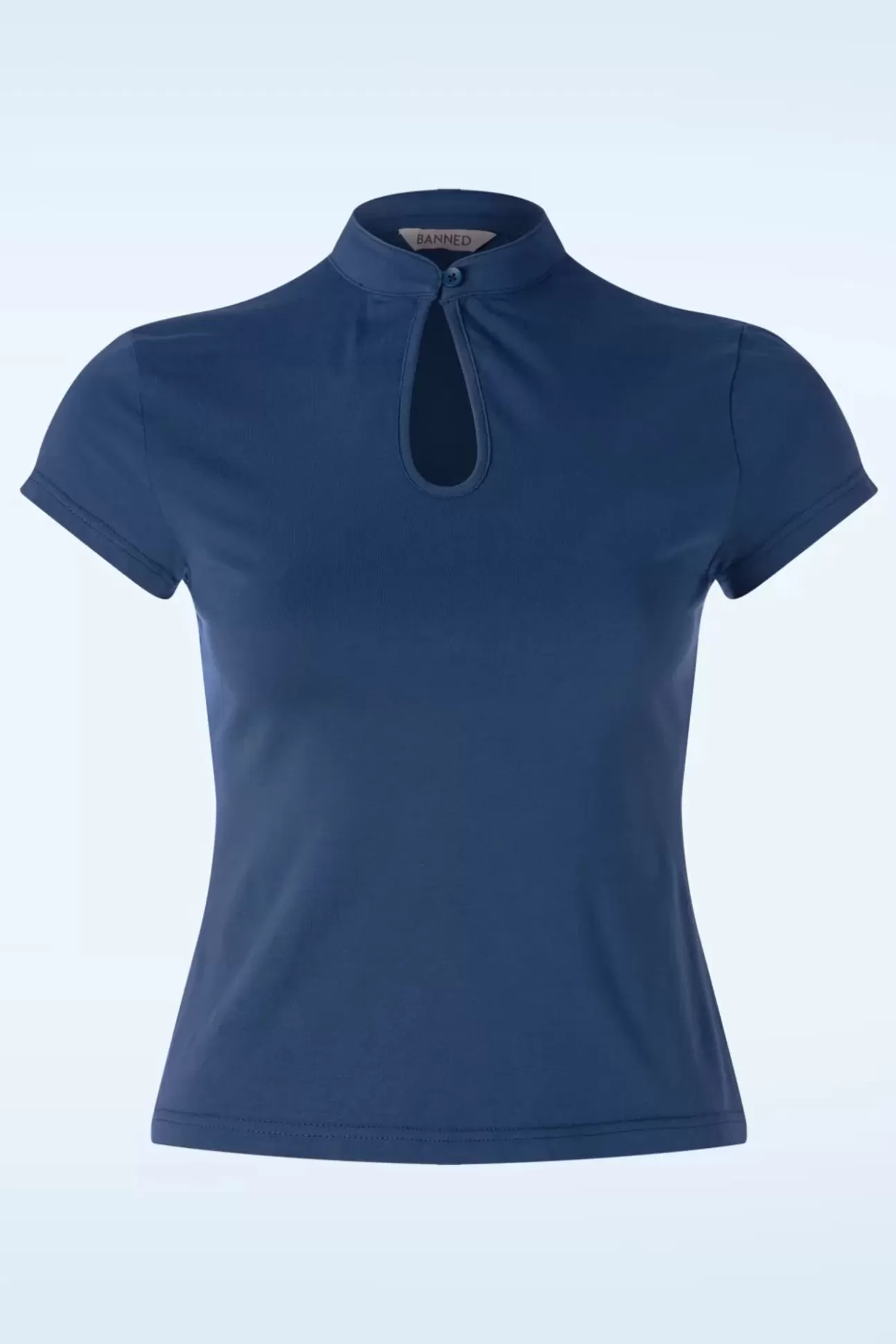 Tops | Banned Retro Mandarin Collar Top In Marineblauw