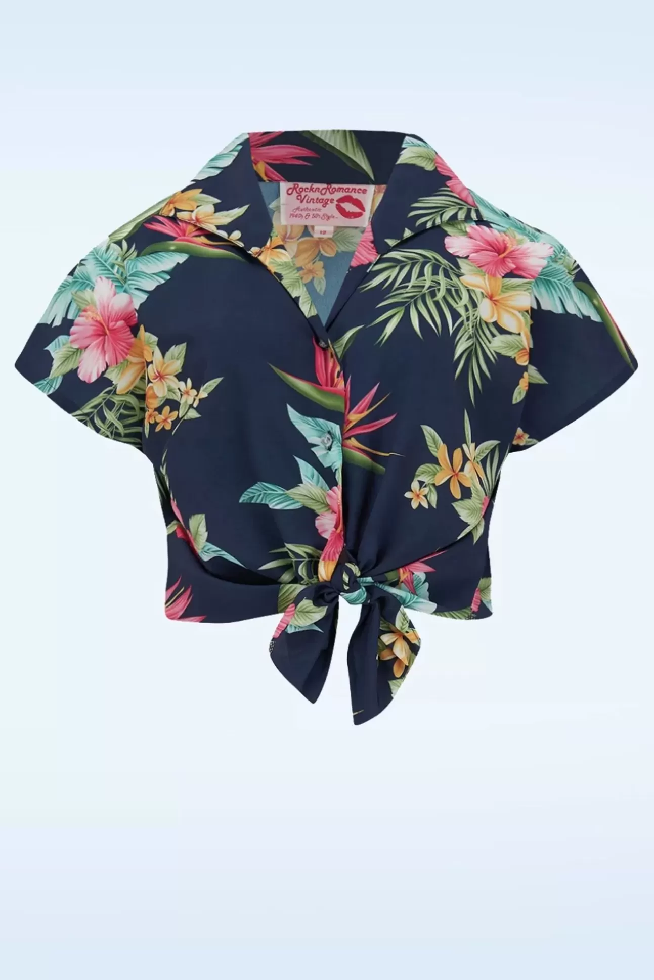 Blouses | Rock N Romance Maria Tuck In Or Tie Up Blouse In Honolulu Marineblauw