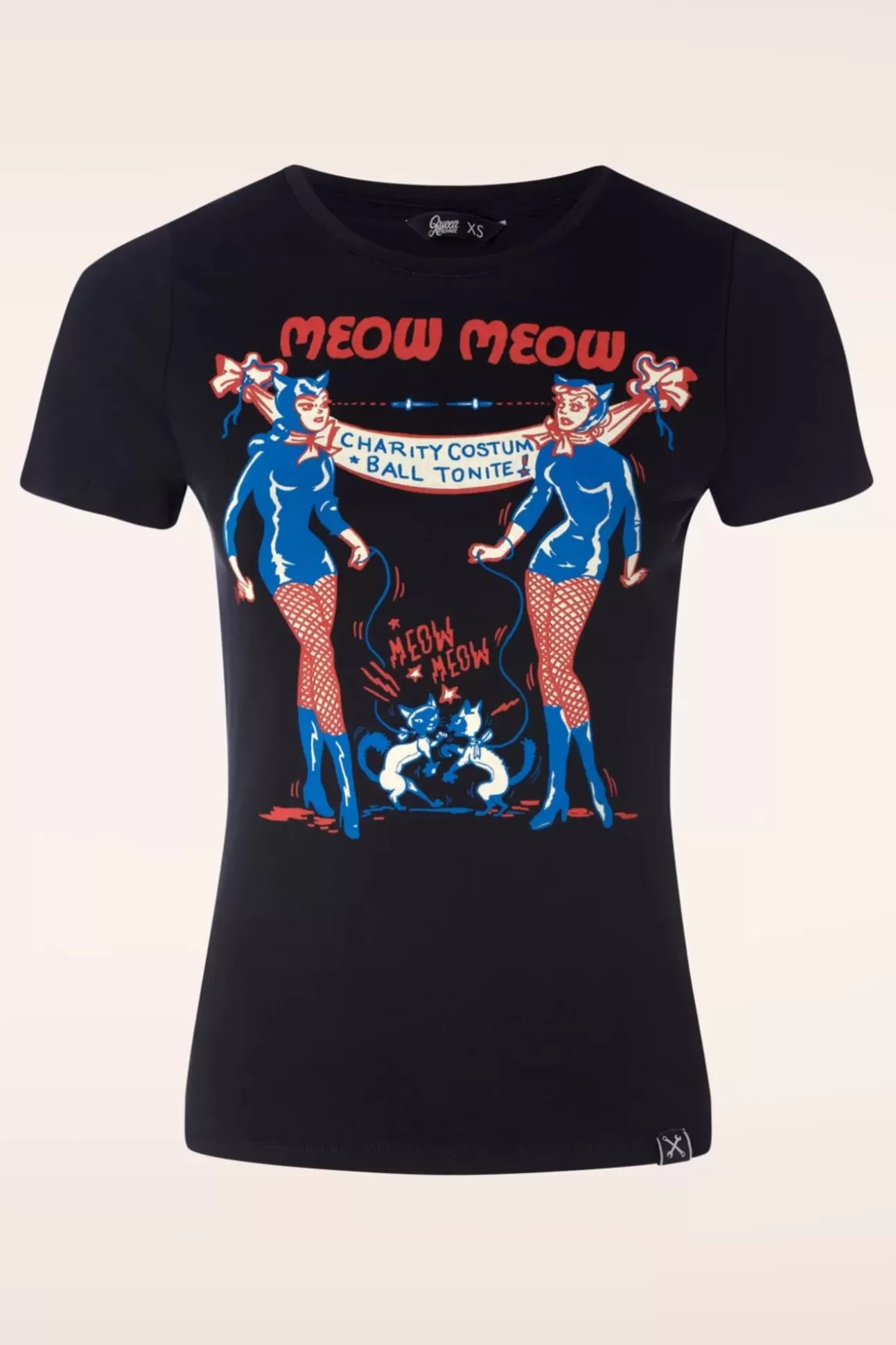 T-Shirts | Queen Kerosin Meow Meow T-Shirt In Zwart