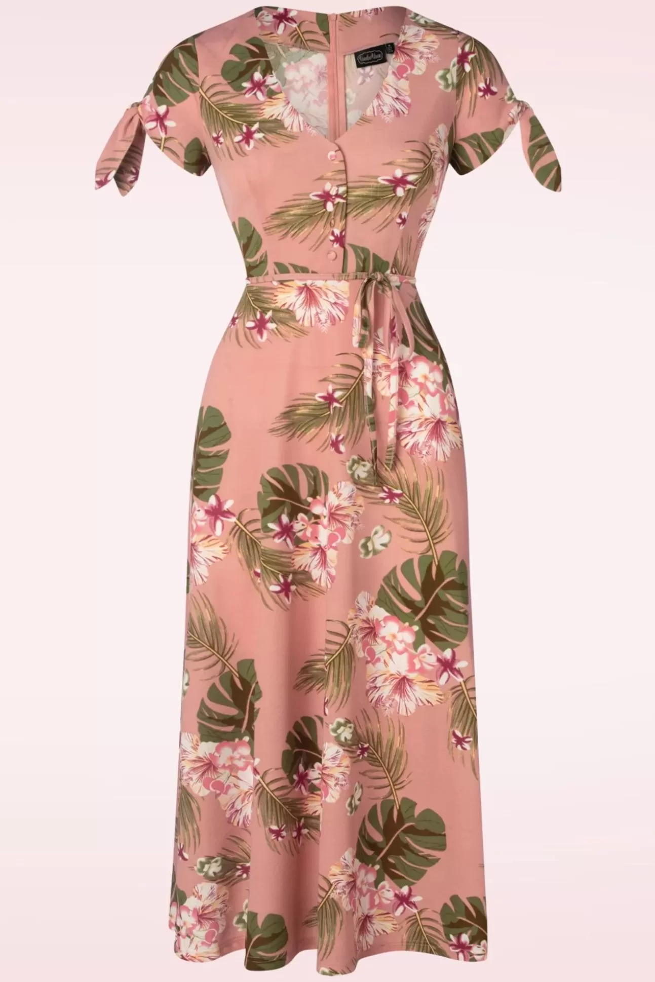 Maxi Jurken | Vixen Midi-Jurk Met Tropische Bloemen In Roze