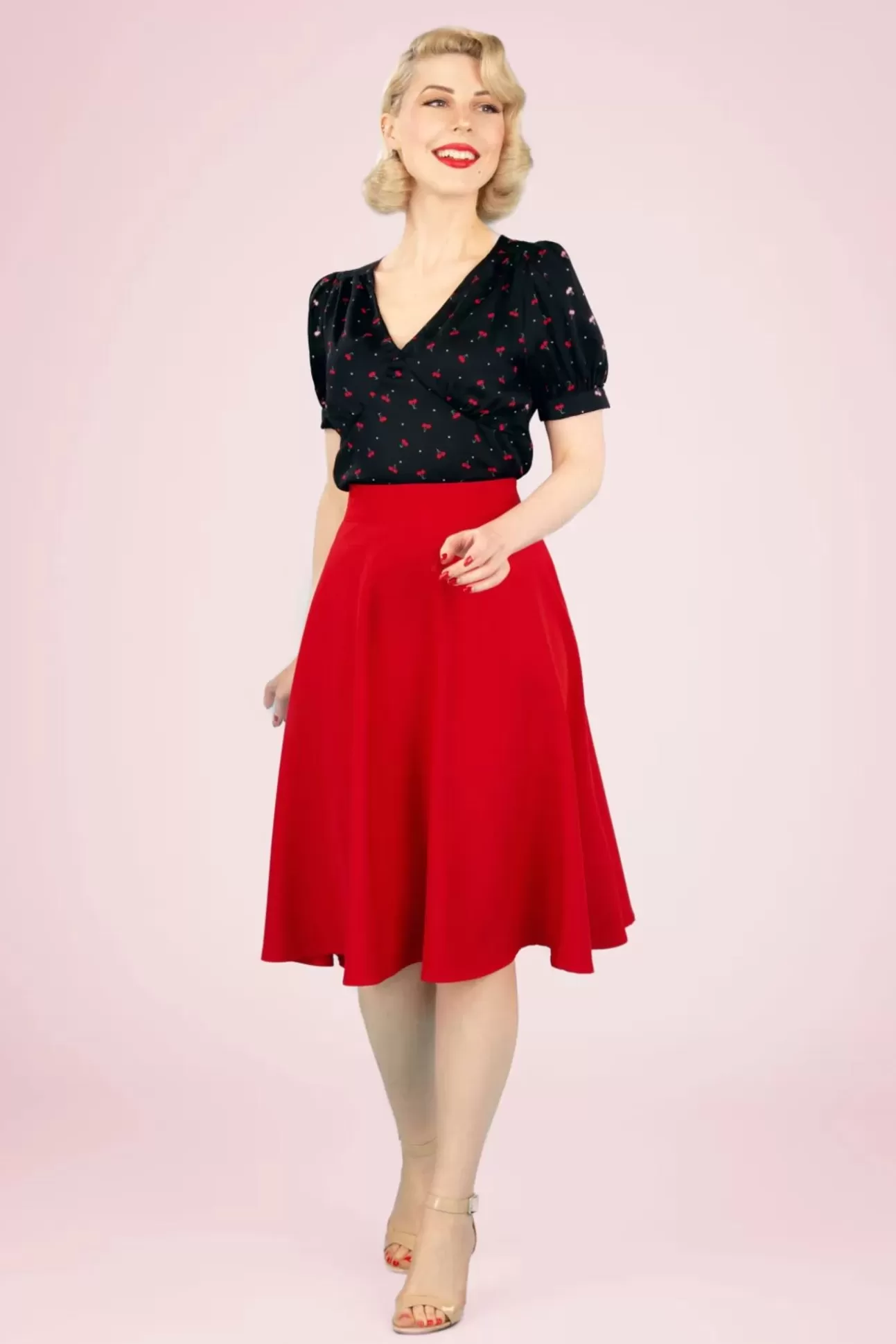 Rokken | Banned Retro My Summer Staple Swing Rok In Rood