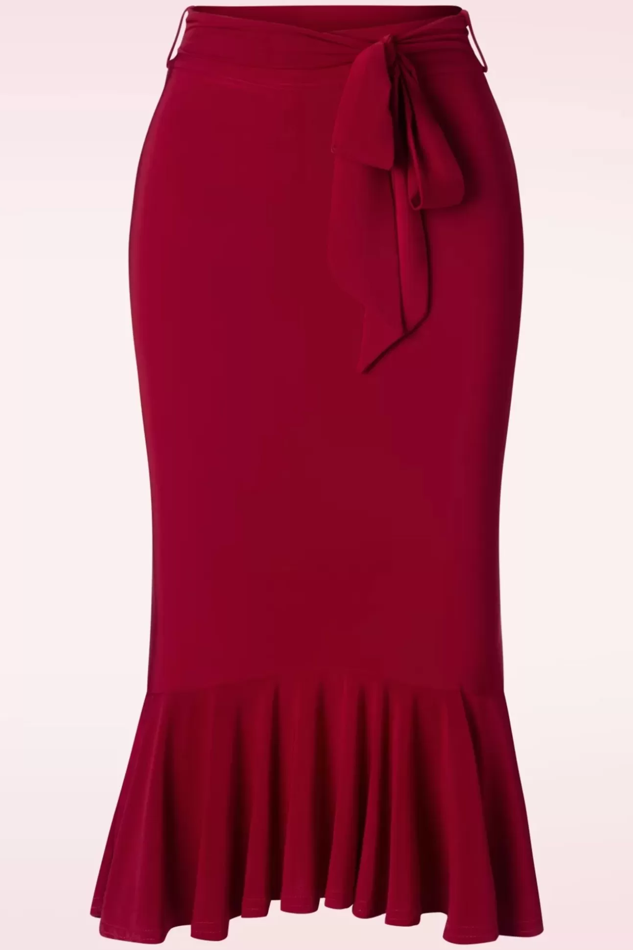 Rokken | Vintage Chic for Topvintage Naomi Ruffle Pencil Rok In Rood