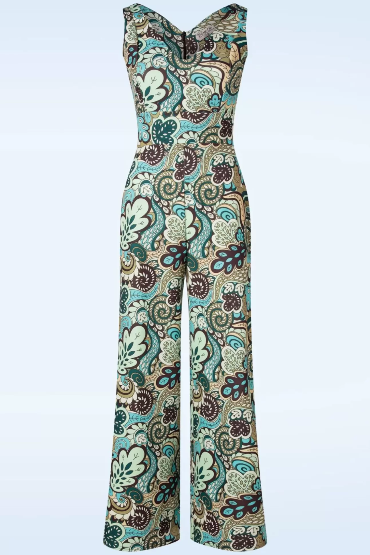 Playsuits & Jumpsuits | Vintage Chic for Topvintage Paisley Jumpsuit In Groen En Bruin