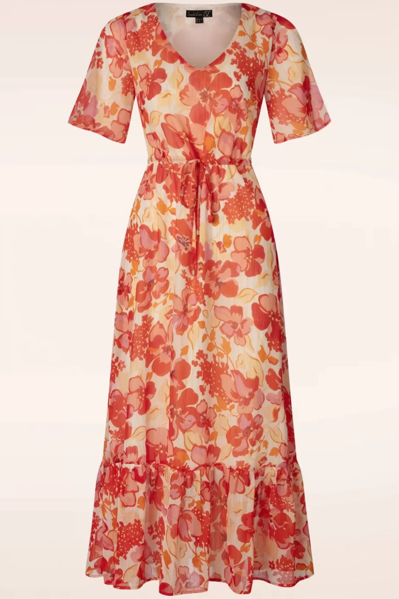 Maxi Jurken | Smashed Lemon Patricia Floral Maxi Jurk In Oranje