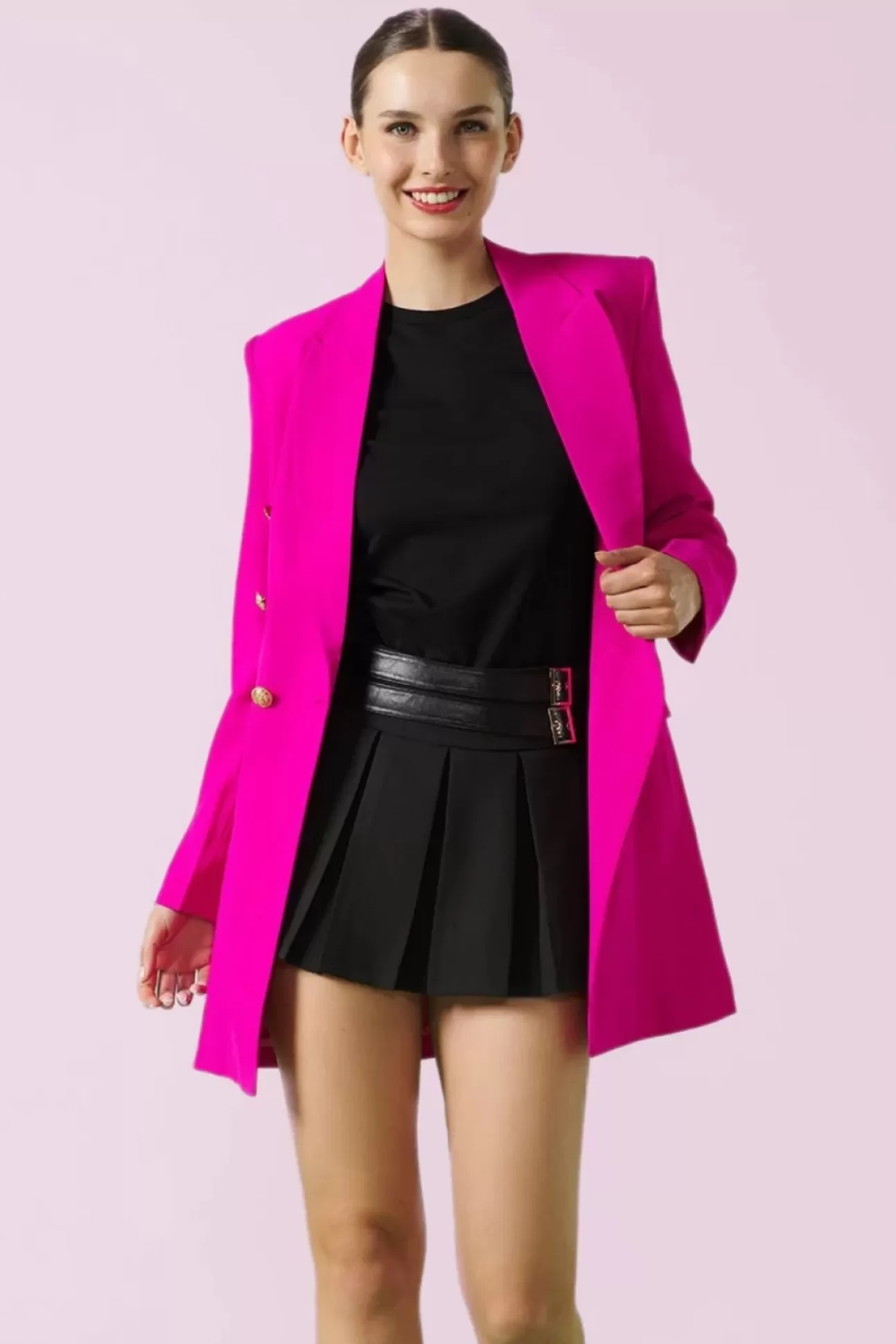 Jassen | Minueto Paula Blazer Dress In Fluoriserend Roze