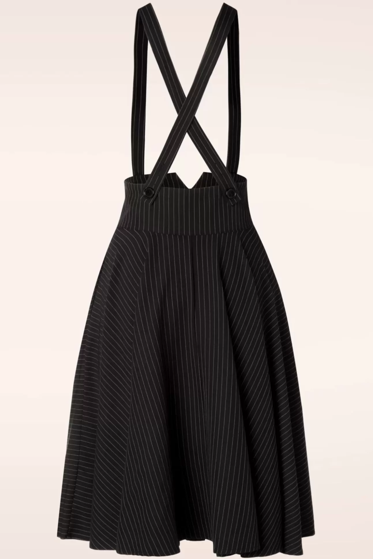 Rokken | Vixen Pinstripe Suspender Swing Rok In Zwart