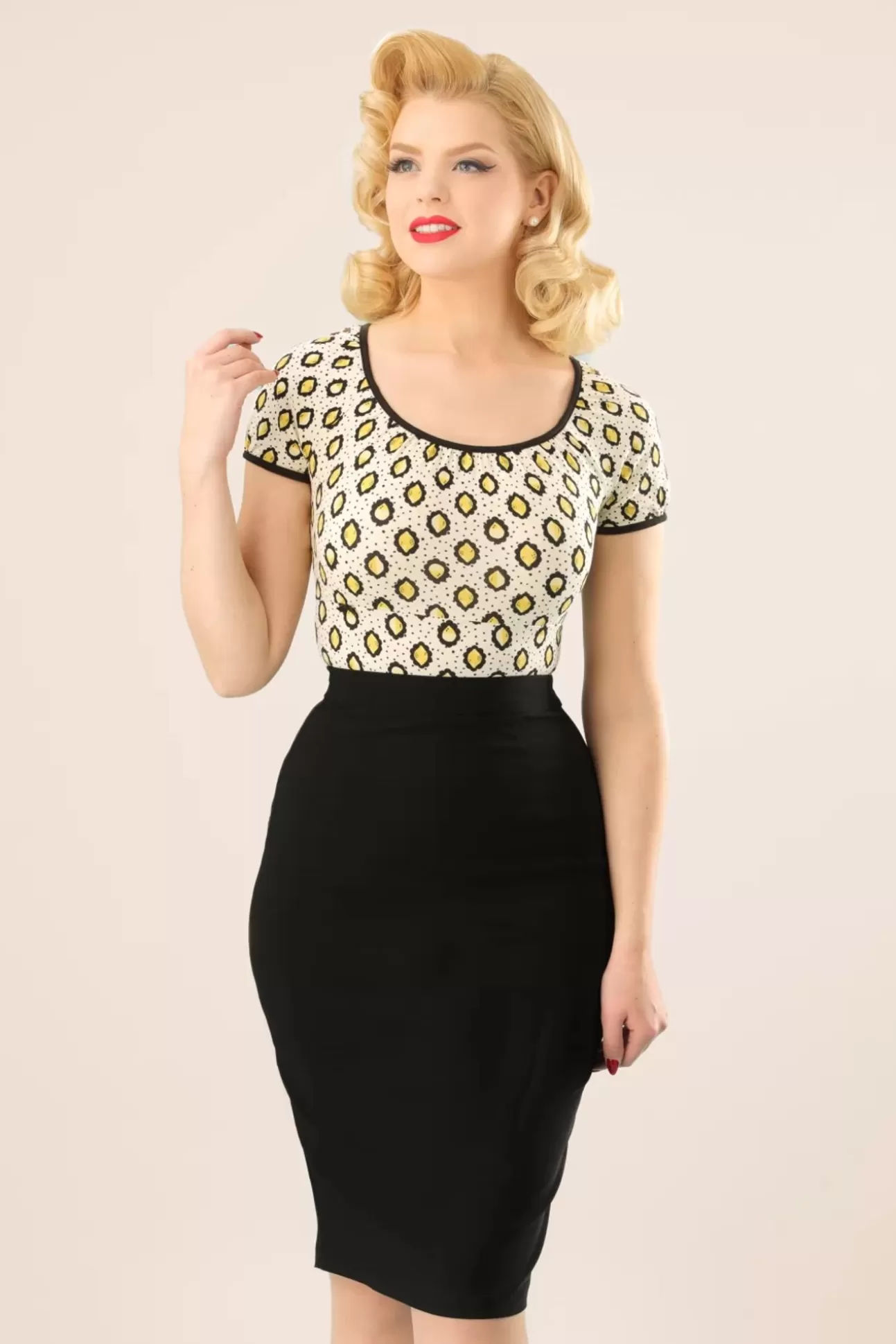 Rokken | Collectif Clothing Polly Bengaline Rok In Zwart